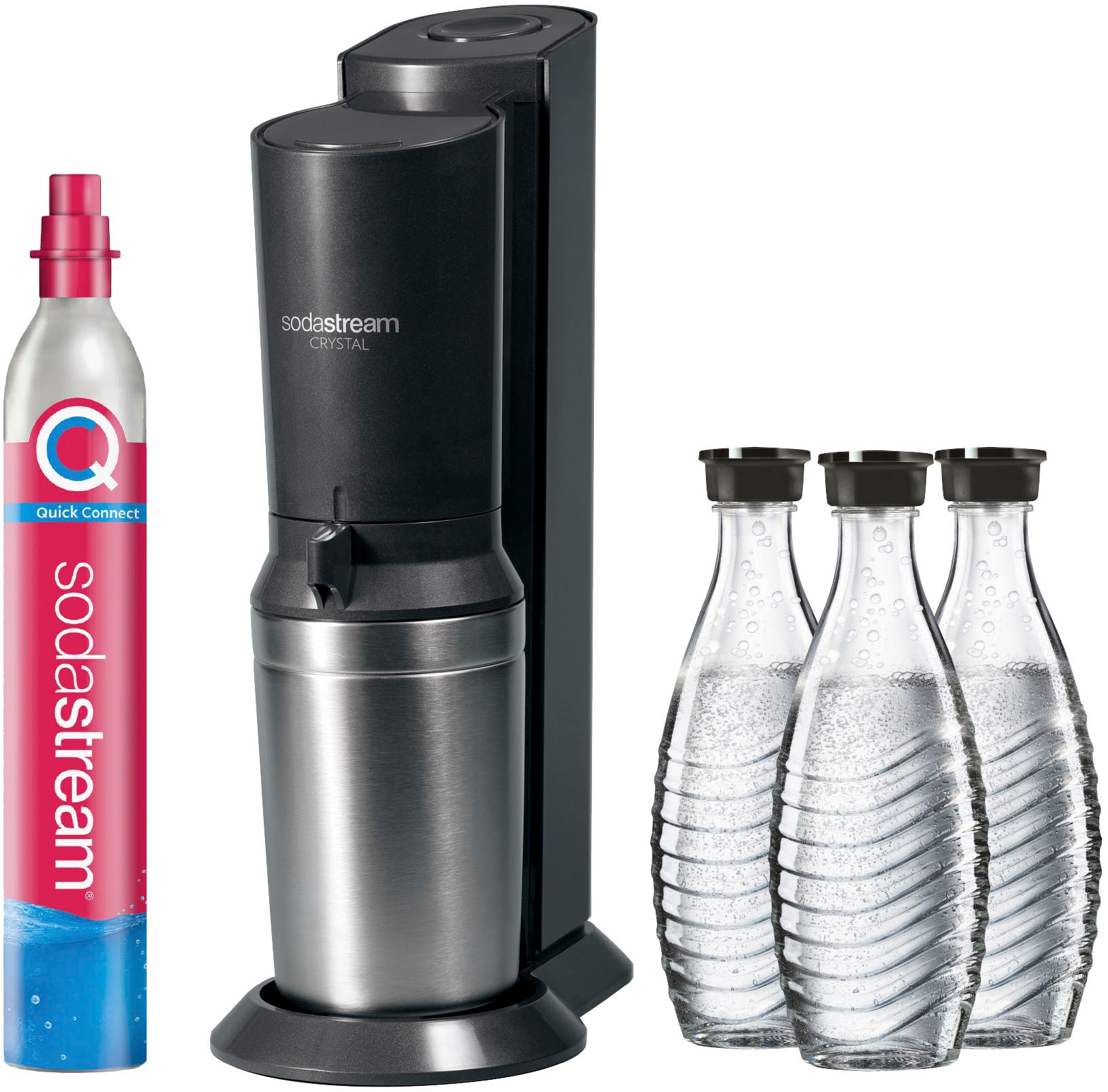 SodaStream Wassersprudler »Crystal 3.0 - Vorteilspack« mit Quick Connect CO2-Zylinder und 3x Glaskaraffe 0,7 L