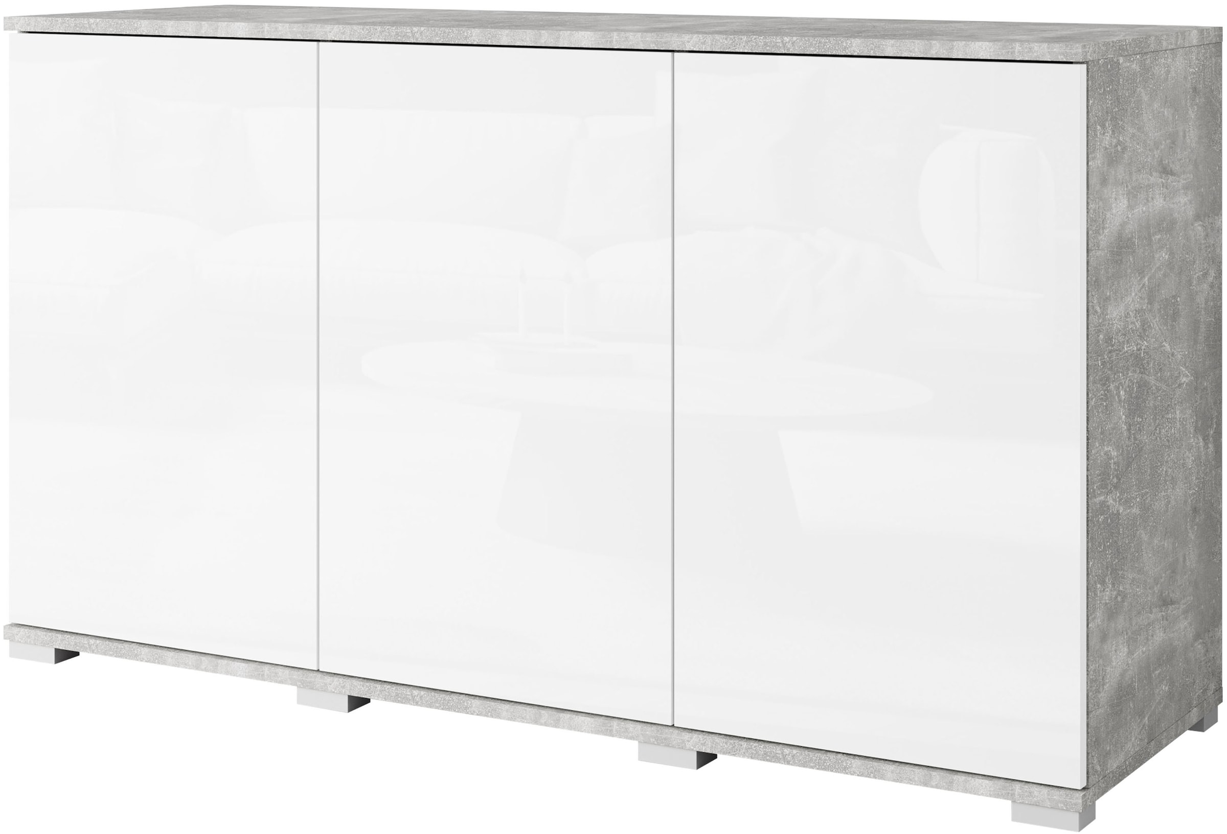 INOSIGN Sideboard »Kenia, moderne grifflose Kommode mit 3 Türen, Breite 120 cm«, (1 St.), Push-to-Open-Fronten, höhenverstellbaren Einlegeböden