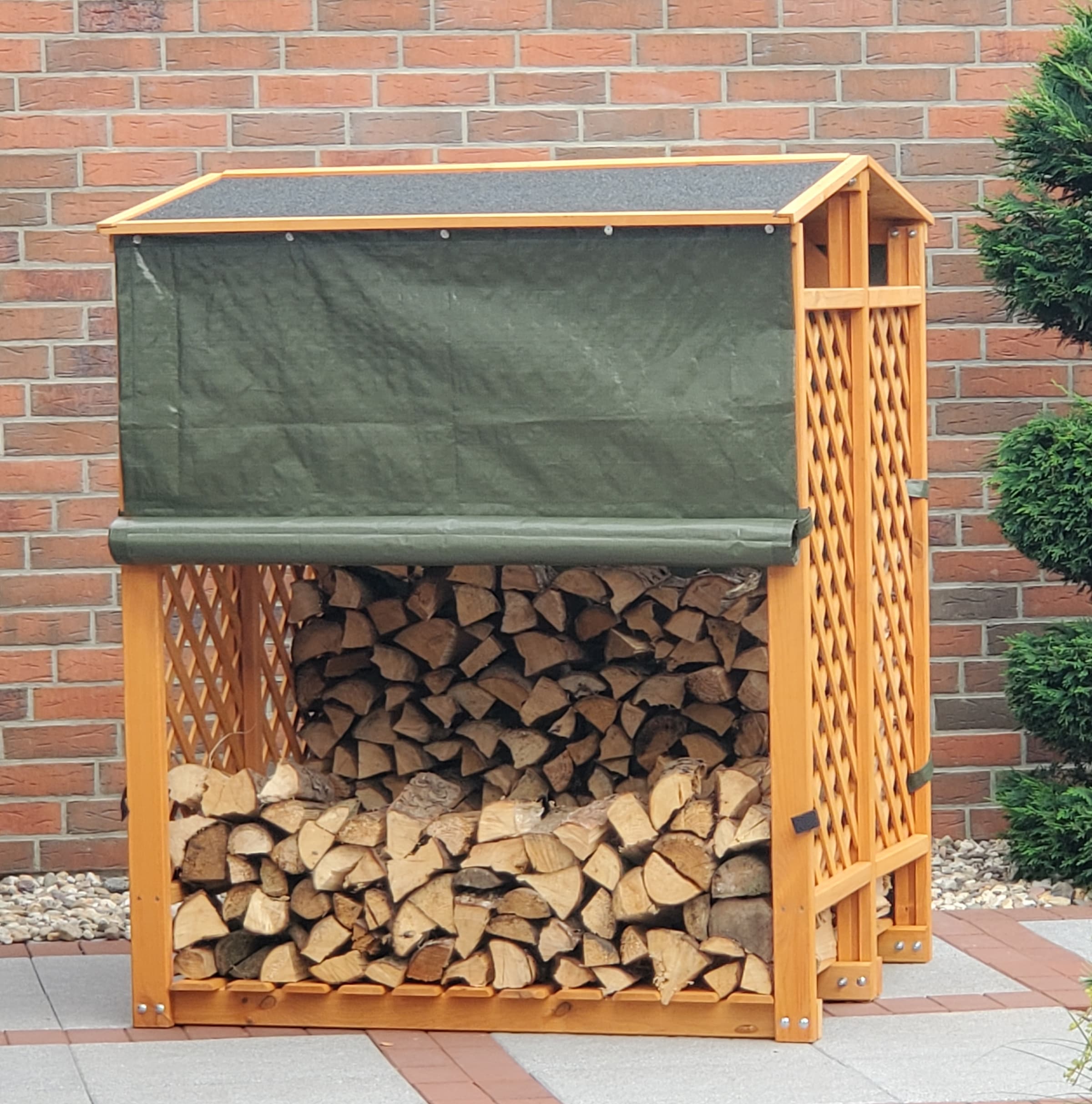 promadino Kaminholzregal mit Wetterschutz