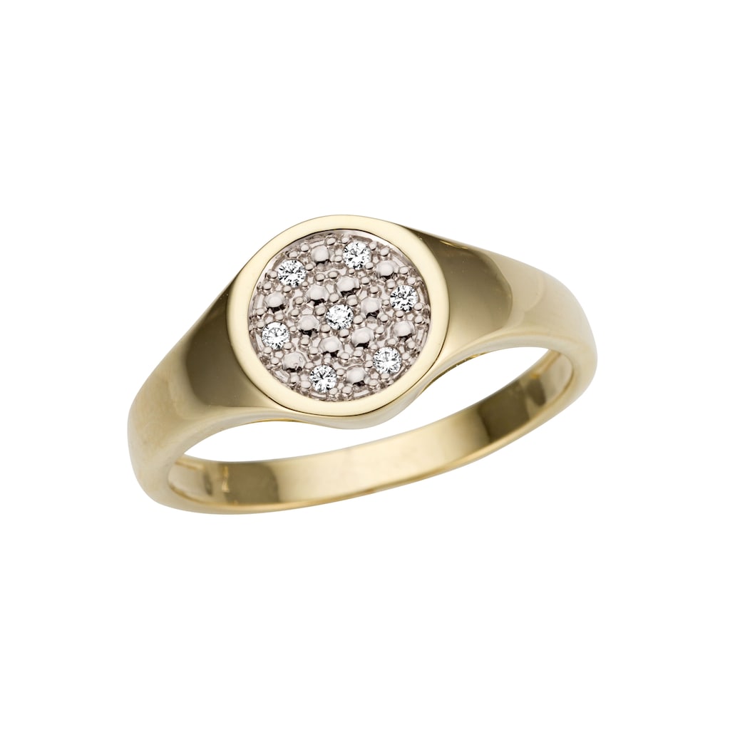 Firetti Goldring »Schmuck Geschenk Gold 333 stilvoll, rund, teilw. rhodiniert, massiv«, mit Brillanten