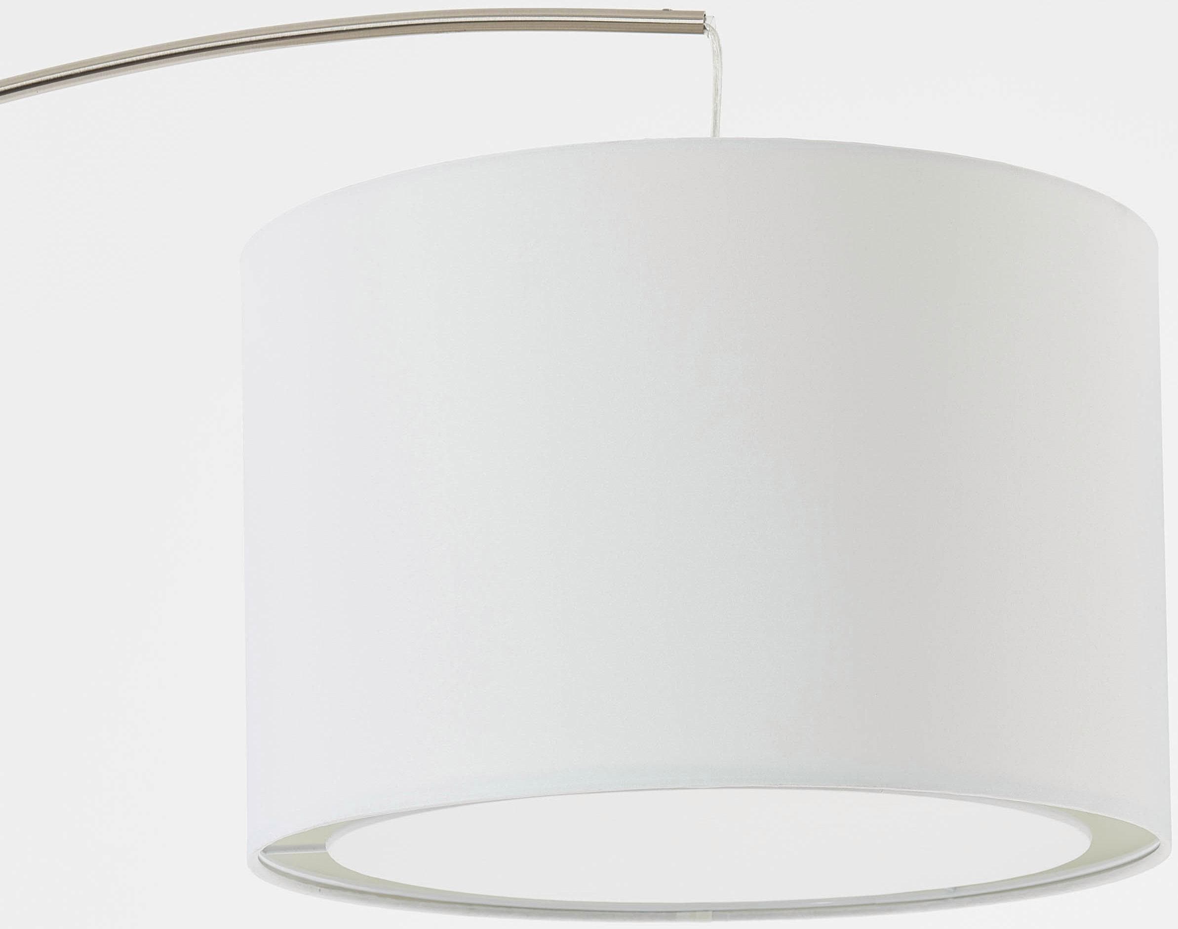 Brilliant Bogenlampe »Clarie«, 1 flammig-flammig, 1,8m Höhe, E27 max. 60W, eisen/weiß, Stoffschirm, Metall/Textil