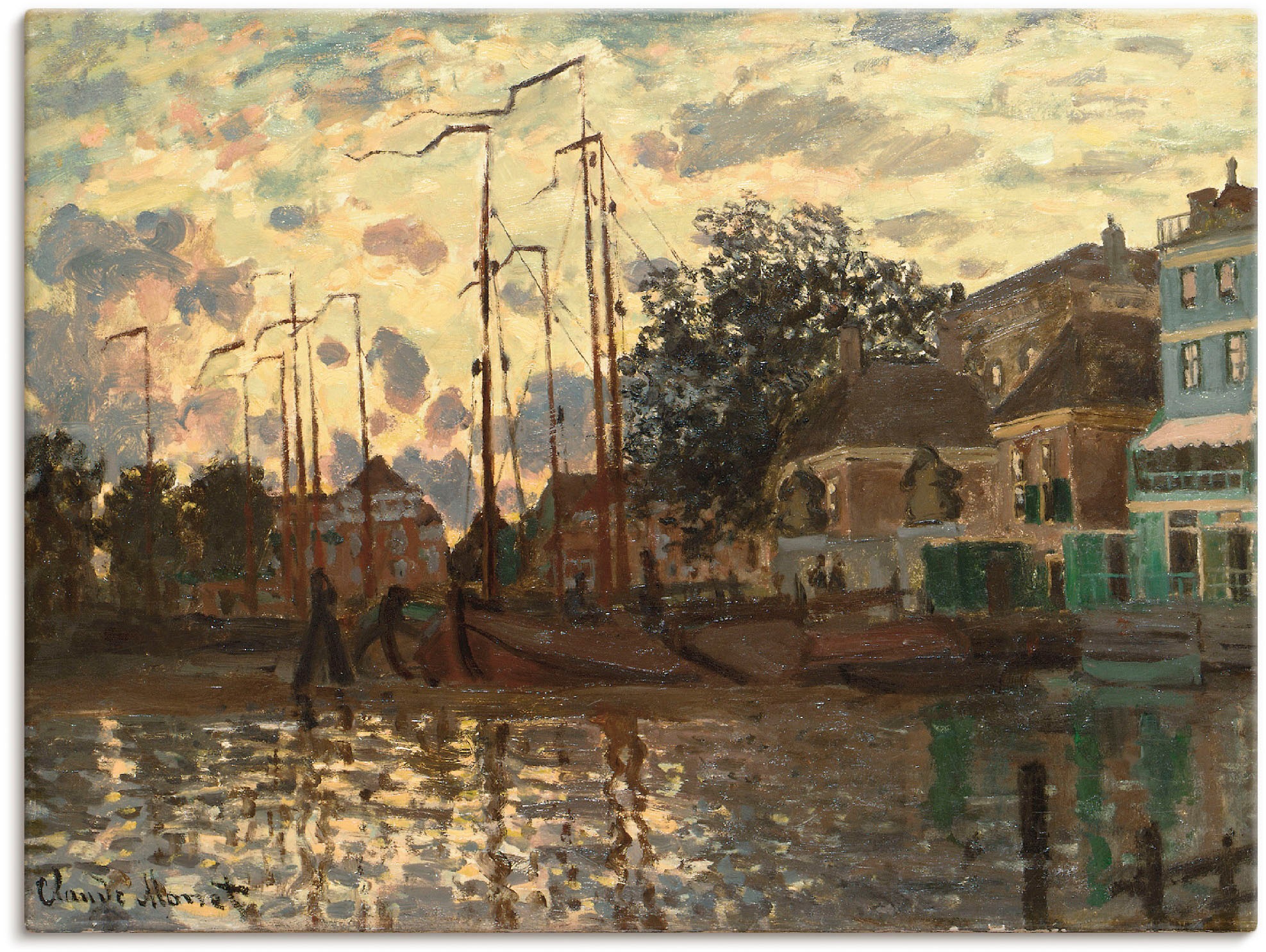 Artland Wandbild »Kanal in Zaandam am Abend. 1871«, Gewässer, (1 St.), in vielen Größen & Produktarten -Leinwandbild, Poster, Wandaufkleber / Wandtattoo auch für Badezimmer geeignet