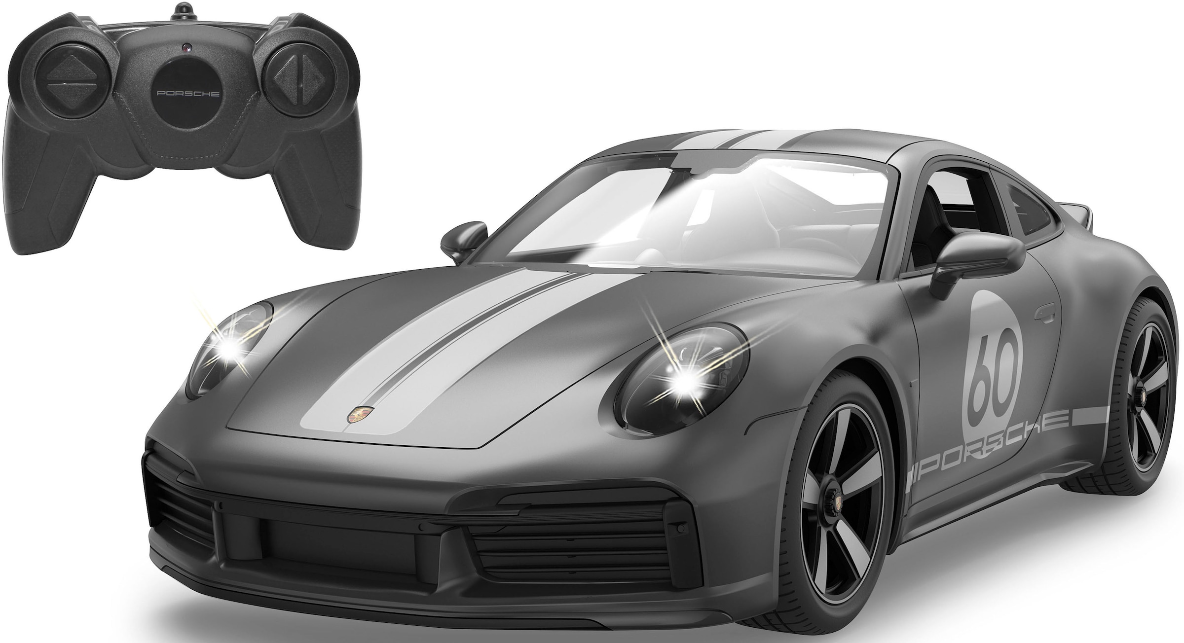 RC-Auto »Deluxe Cars, Porsche 911 Sport Classic 1:16, grau - 2,4 GHz«, mit LED-Lichtern