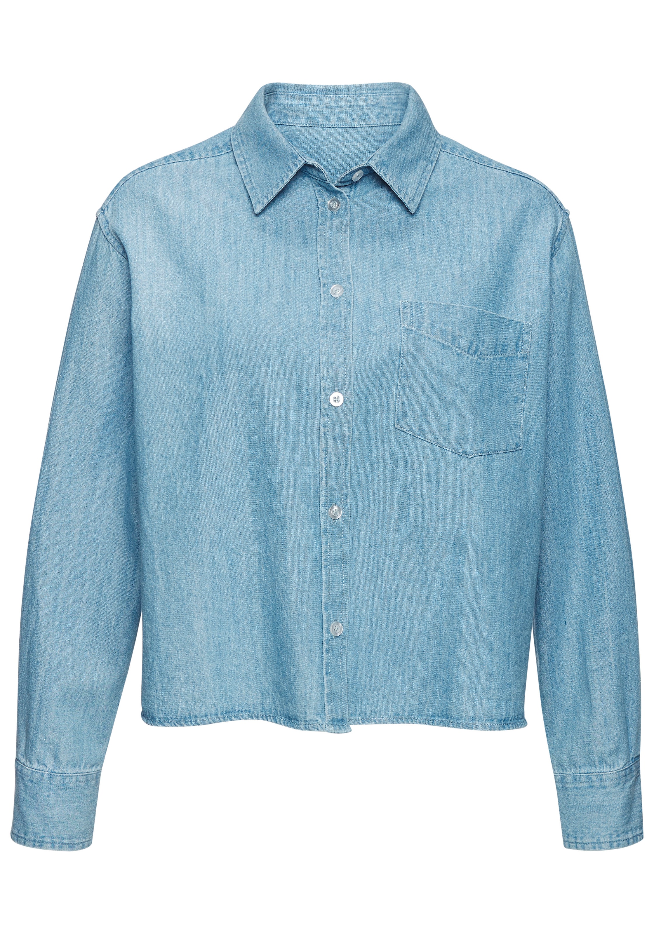 Buffalo Jeansbluse mit Brusttasche, Hemdbluse, Denim, casual