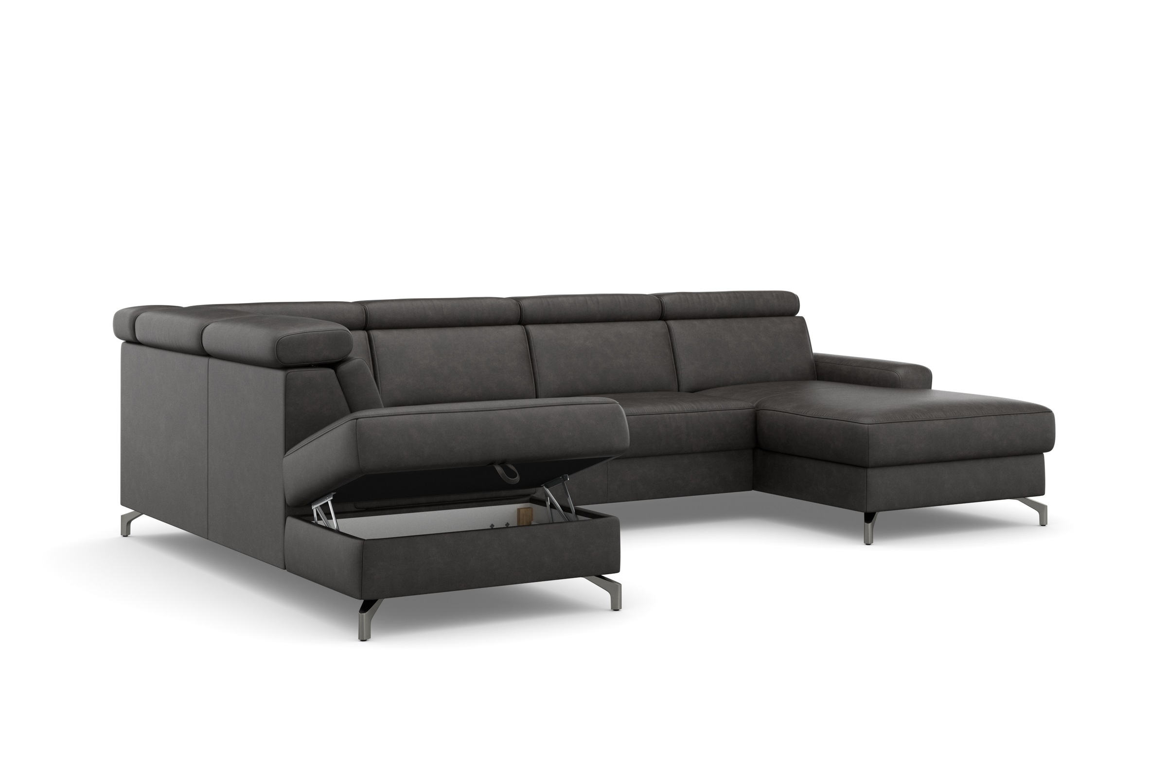sit&more Wohnlandschaft »Scarlett U-Form«, inklusive Kopfteilverstellung, wahlweise mit Bettfunktion, Bettkasten