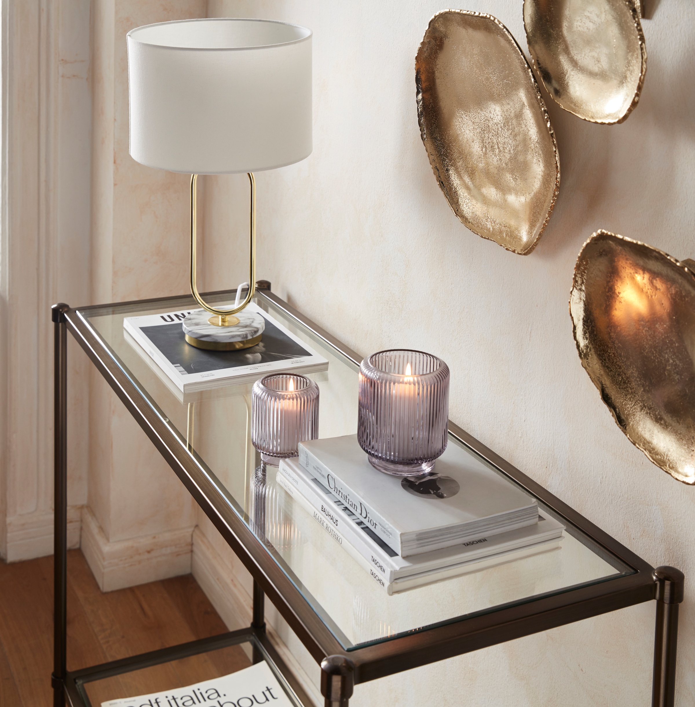 Guido Maria Kretschmer Home&Living Tischleuchte »Zeria«, 1 flammig-flammig,  Tischlampe mit Fuß aus Marmor, schwarzer Stoff-Schirm bestellen online bei  OTTO