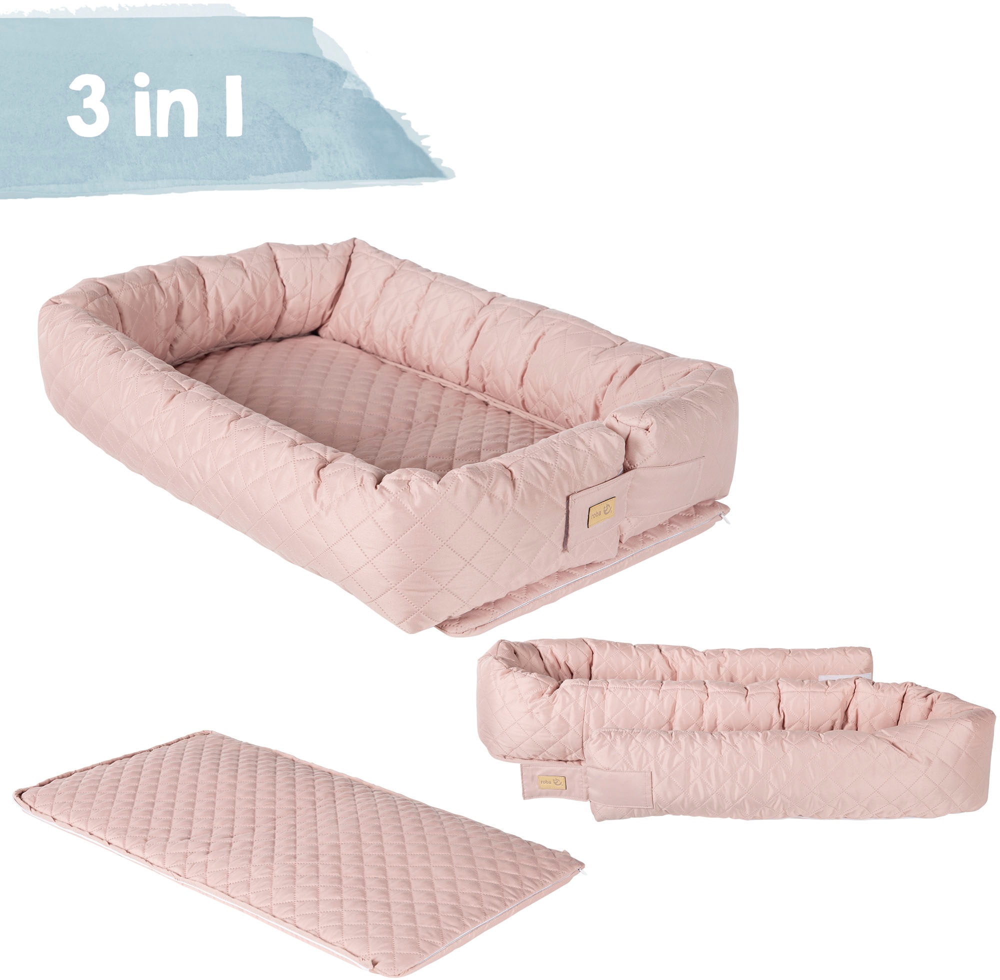 roba® Kuschelnest »Babylounge, Style, rose/mauve«, 3in1