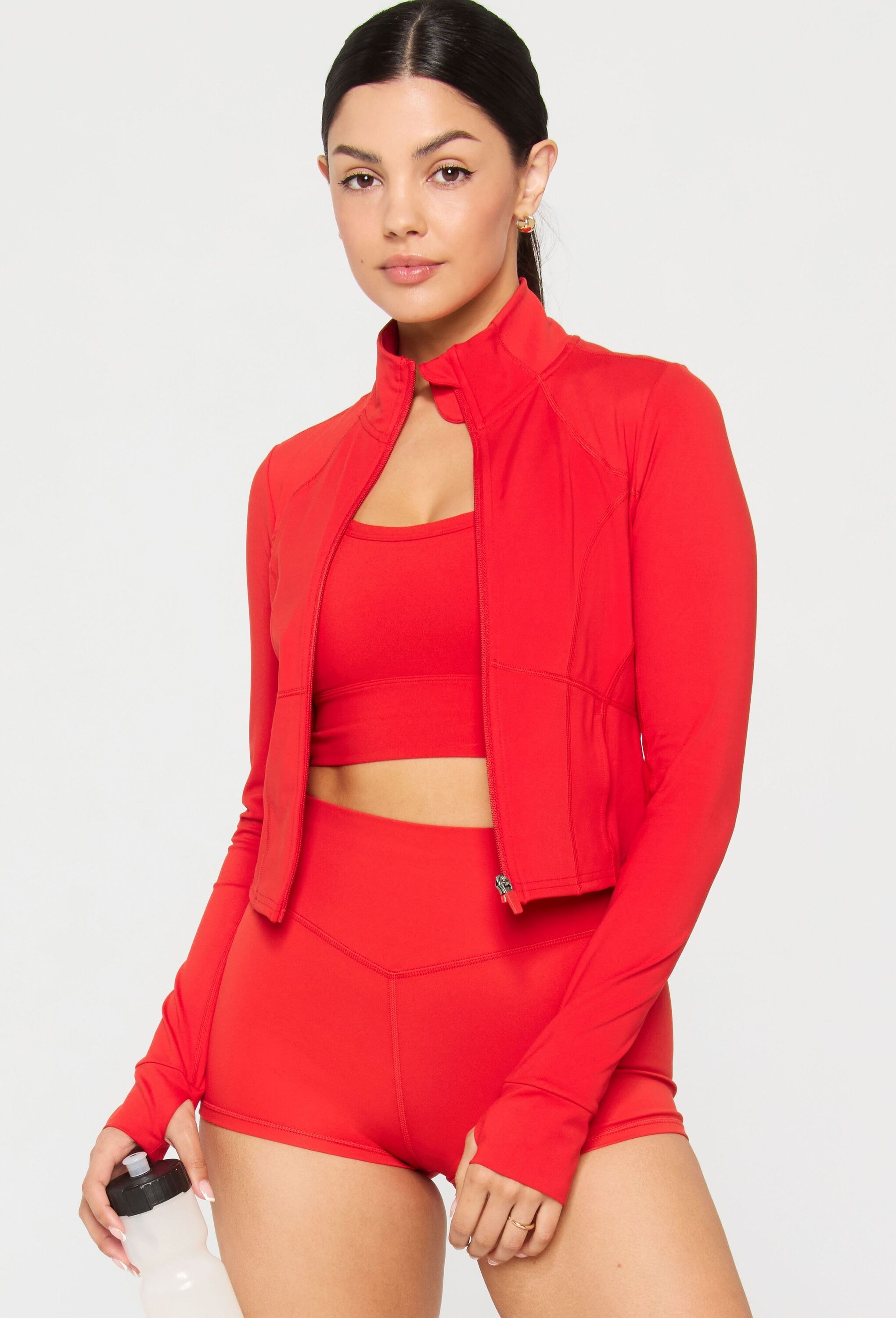 Fabletics Trainingsjacke »Fabletics Jacke PERFECT STORM CROPPED TRAIN JACKET« ohne Kapuze aus Stretch-Material
