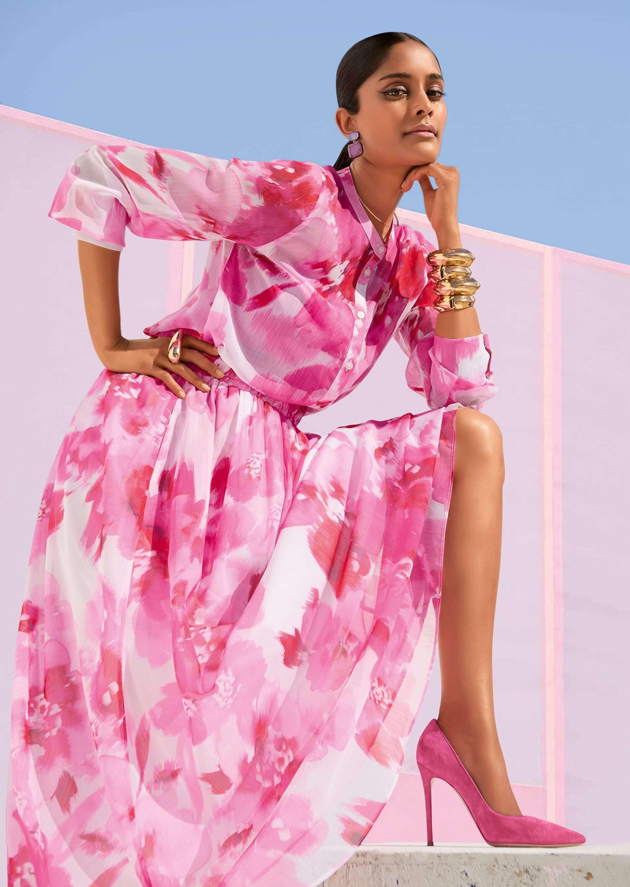 MADELEINE Midirock »Rock Langer Rock mit Unikat-Print«