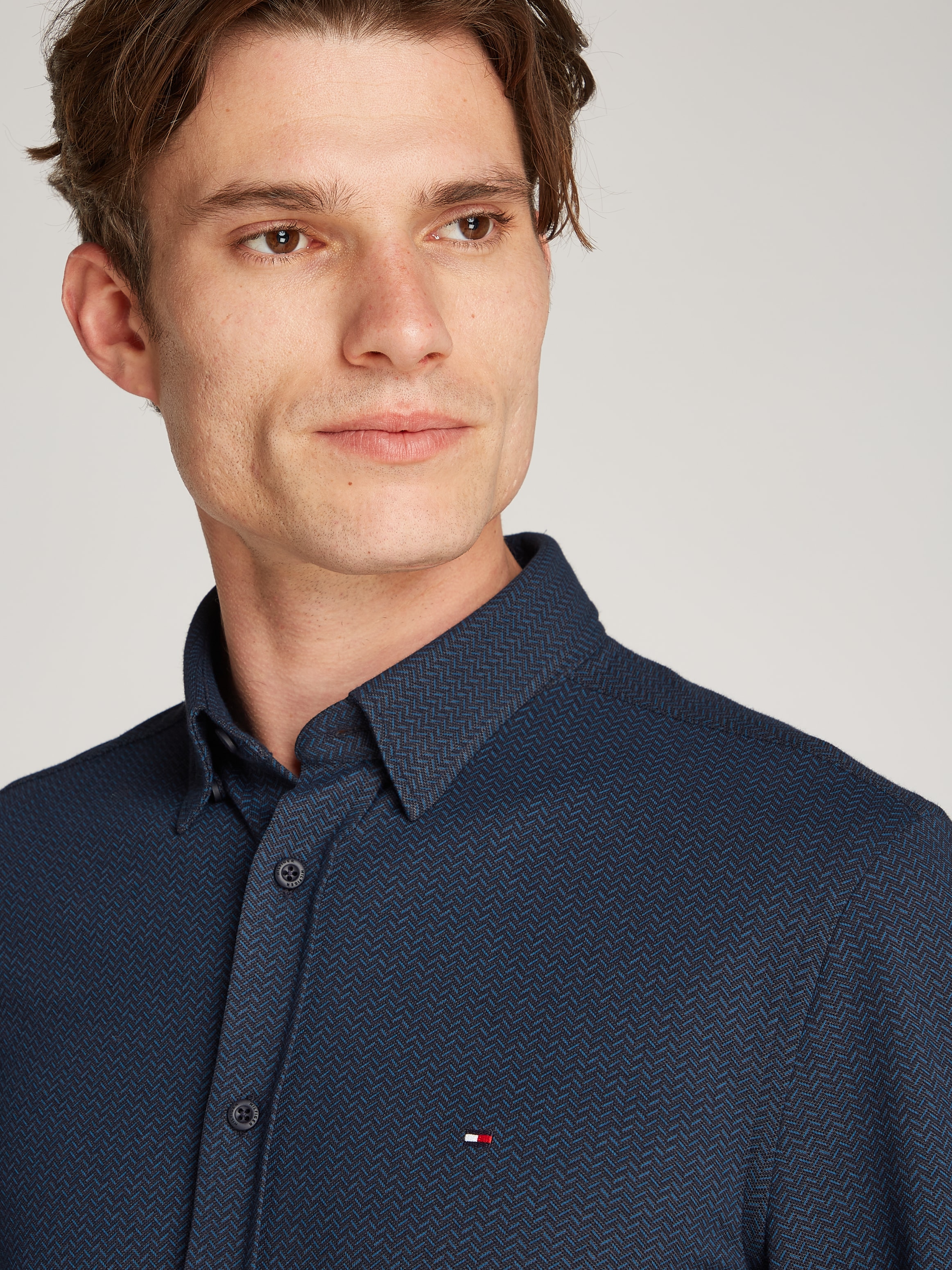 Tommy Hilfiger Businesshemd »PERFORMANCE OXF PIQUE PRT SHIRT«, mit Fischgratmuster