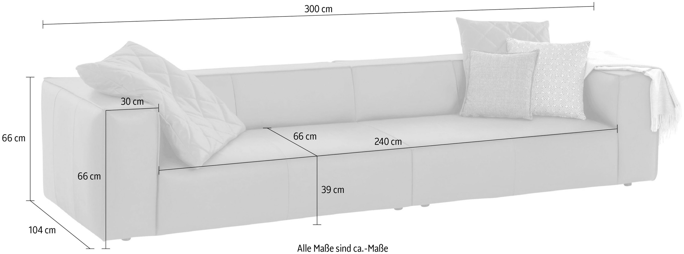 W.SCHILLIG 4-Sitzer »around-the-block« mit eleganter Biese, mit Federkern