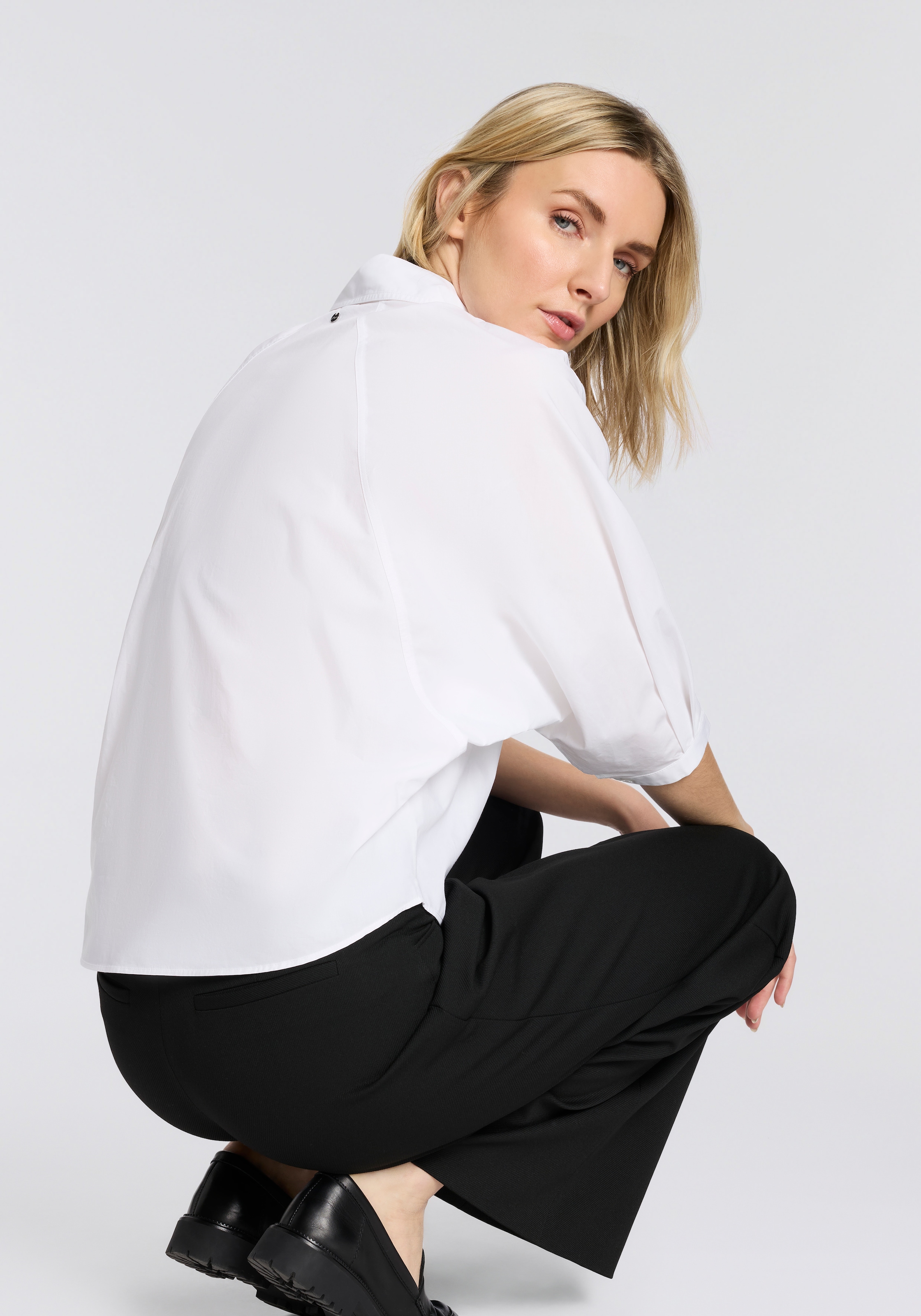 BOSS ORANGE Hemdbluse »Belenta Premium Damenmode« aus Baumwoll-Popeline, mit Kimonoärmeln