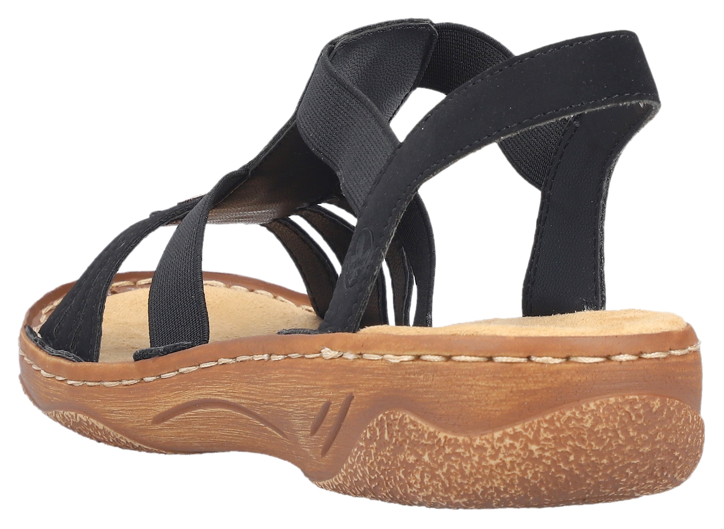 Rieker Sandale, Riemchensandale, Sommerschuh, Urlaubschuh mit seitlichen Gummizügen