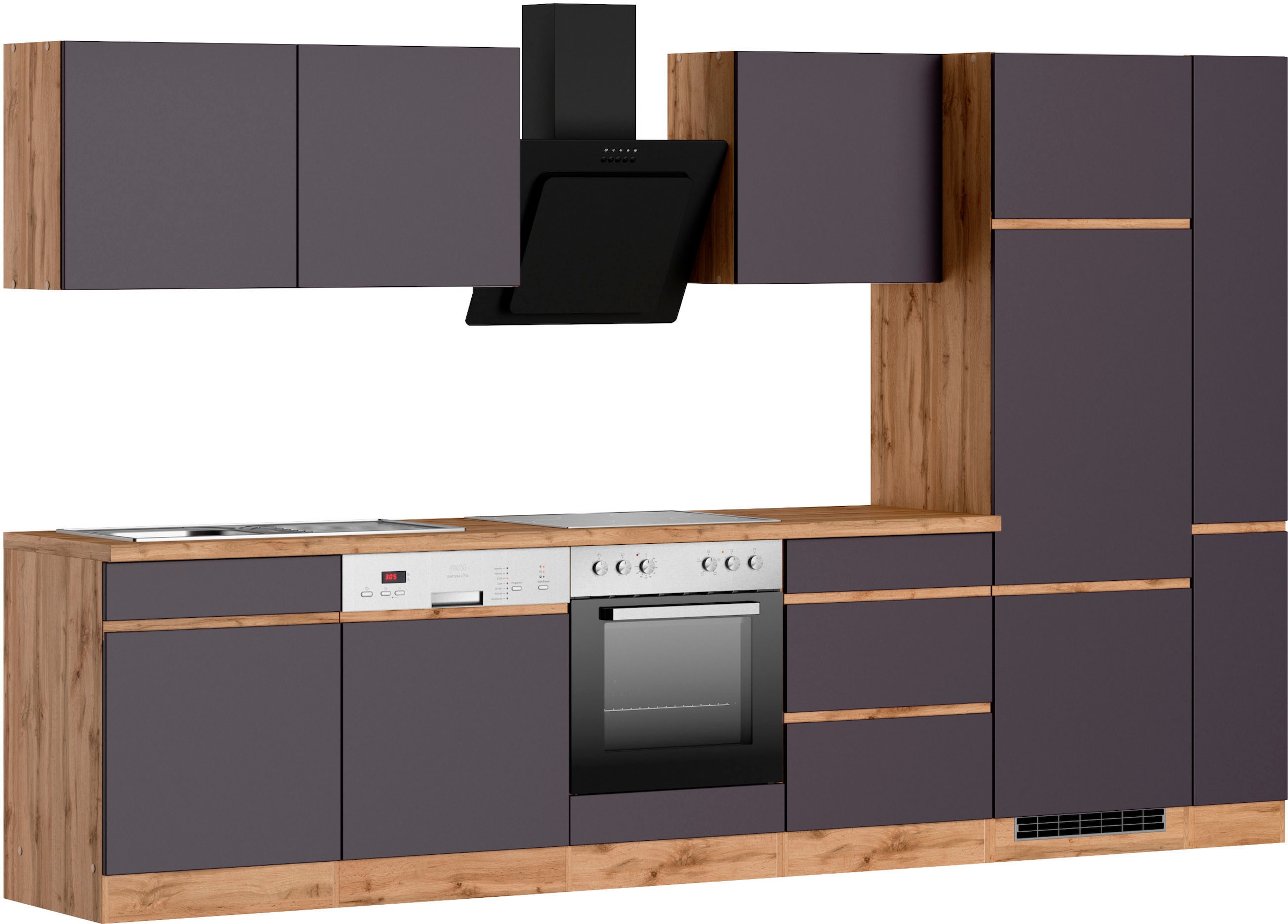 KOCHSTATION Küchenzeile »KS-Riesa« Stellbreite 330 cm, wahlweise mit oder ohne E-Geräte