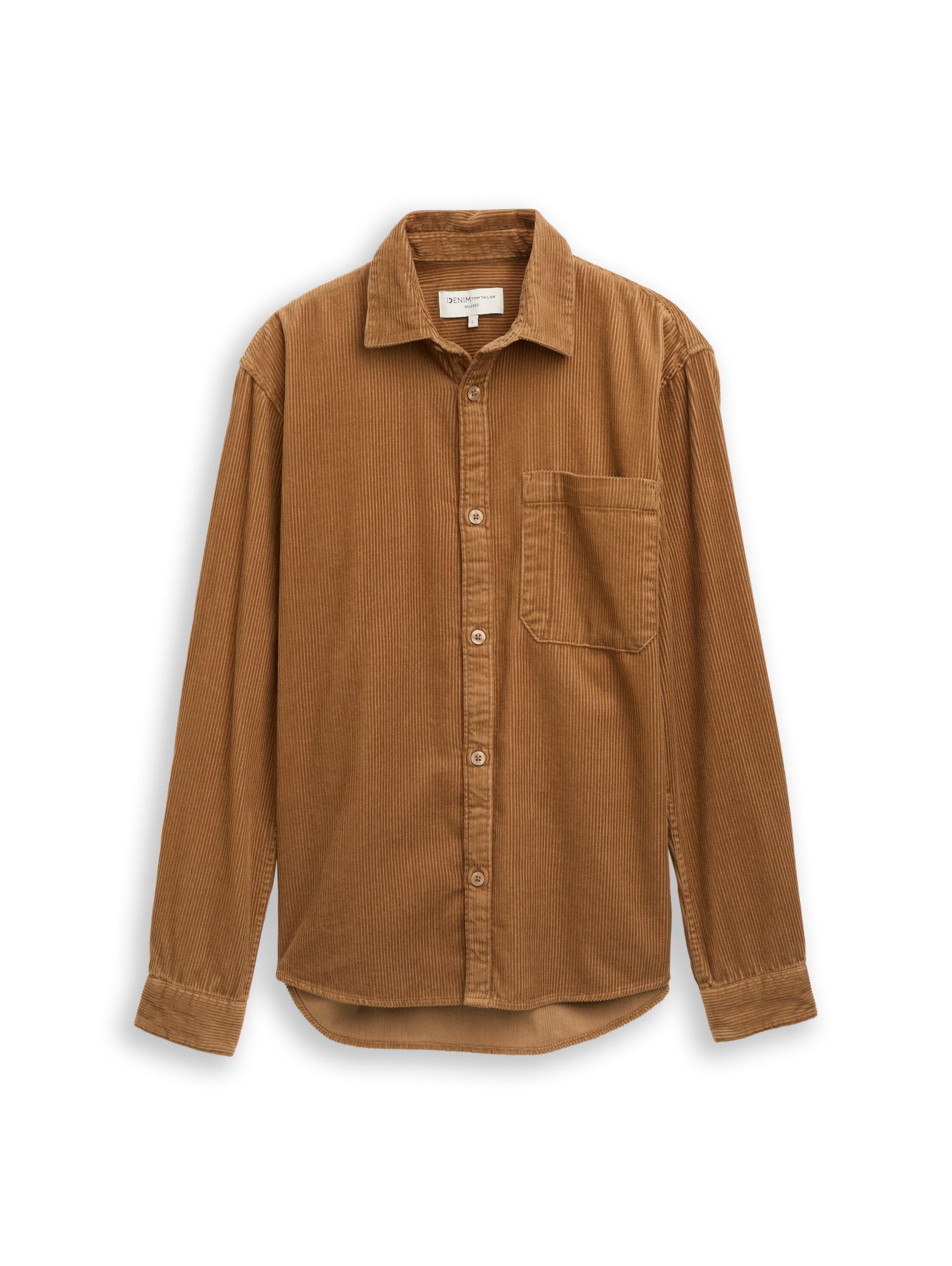 TOM TAILOR Denim Langarmshirt Overshirt aus Cord / Cordhemd mit Knopfleiste
