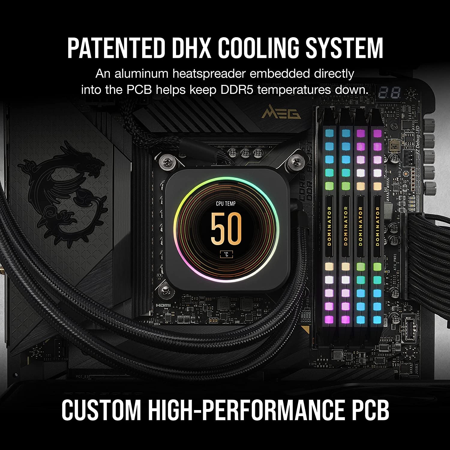Corsair Arbeitsspeicher »DOMINATOR PLATINUM RGB DDR5 5200 White«, RGB Beleuchtung ICUE, INTEL optimiert