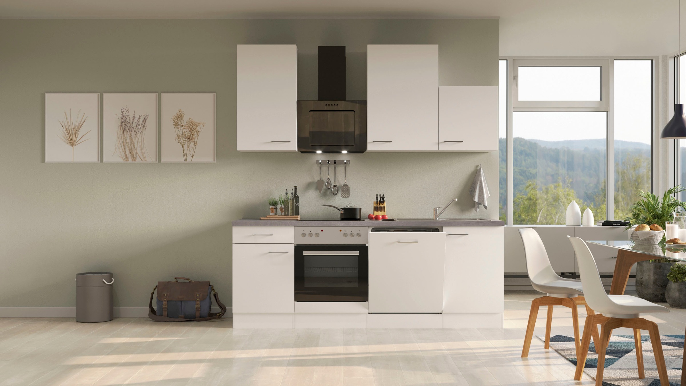 Flex-Well Küchenzeile »Kopenhagen« mit E-Geräten, Breite 220 cm, in vielen Farbvarianten erhältlich