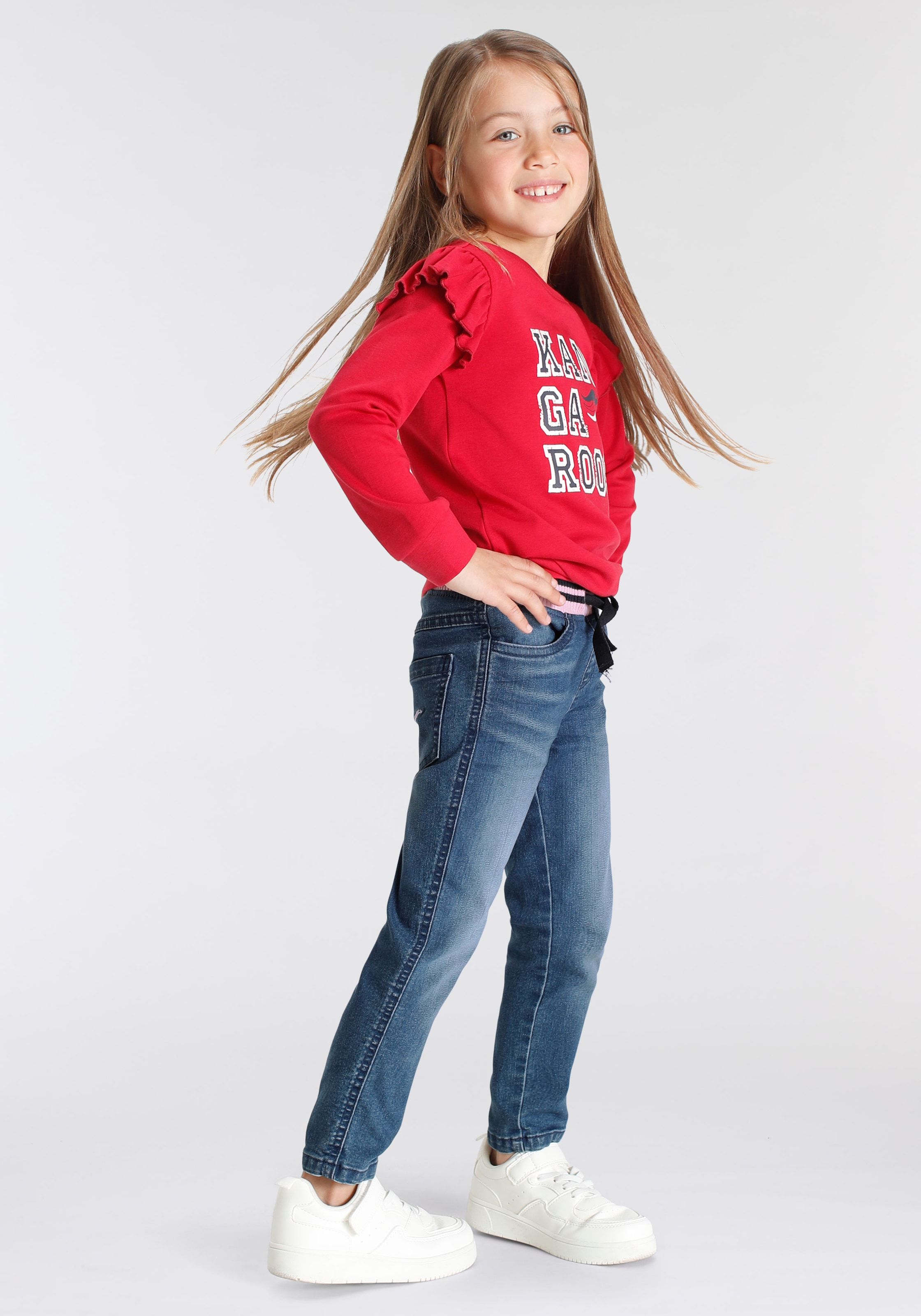 KangaROOS Sweatshirt »Kleine Mädchen«, mit an Rüschen Ärmeln Shop im und Glitter Online OTTO den