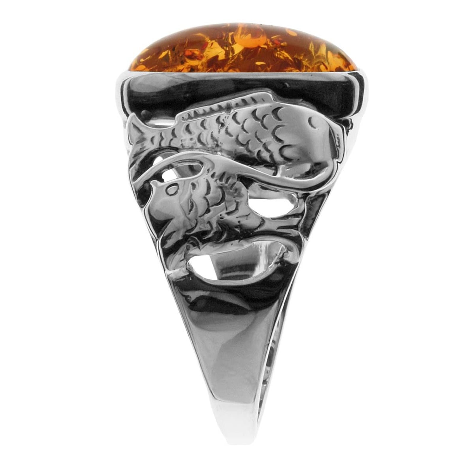 OSTSEE-SCHMUCK Fingerring »- Fischland 16x8 mm - Silber 925/000 - Bernstein«