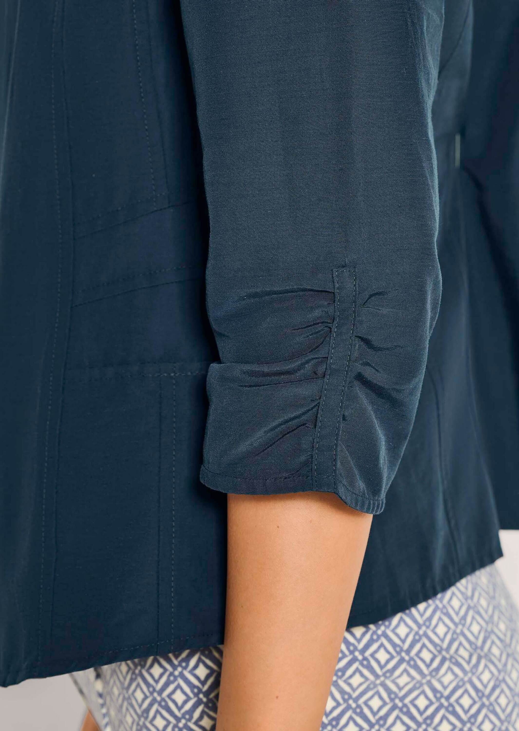 MADELEINE Langarmshirt »Shirtjacke Sommerleichte Jacke mit Reverskragen« Leichtblazer mit Raffdetails