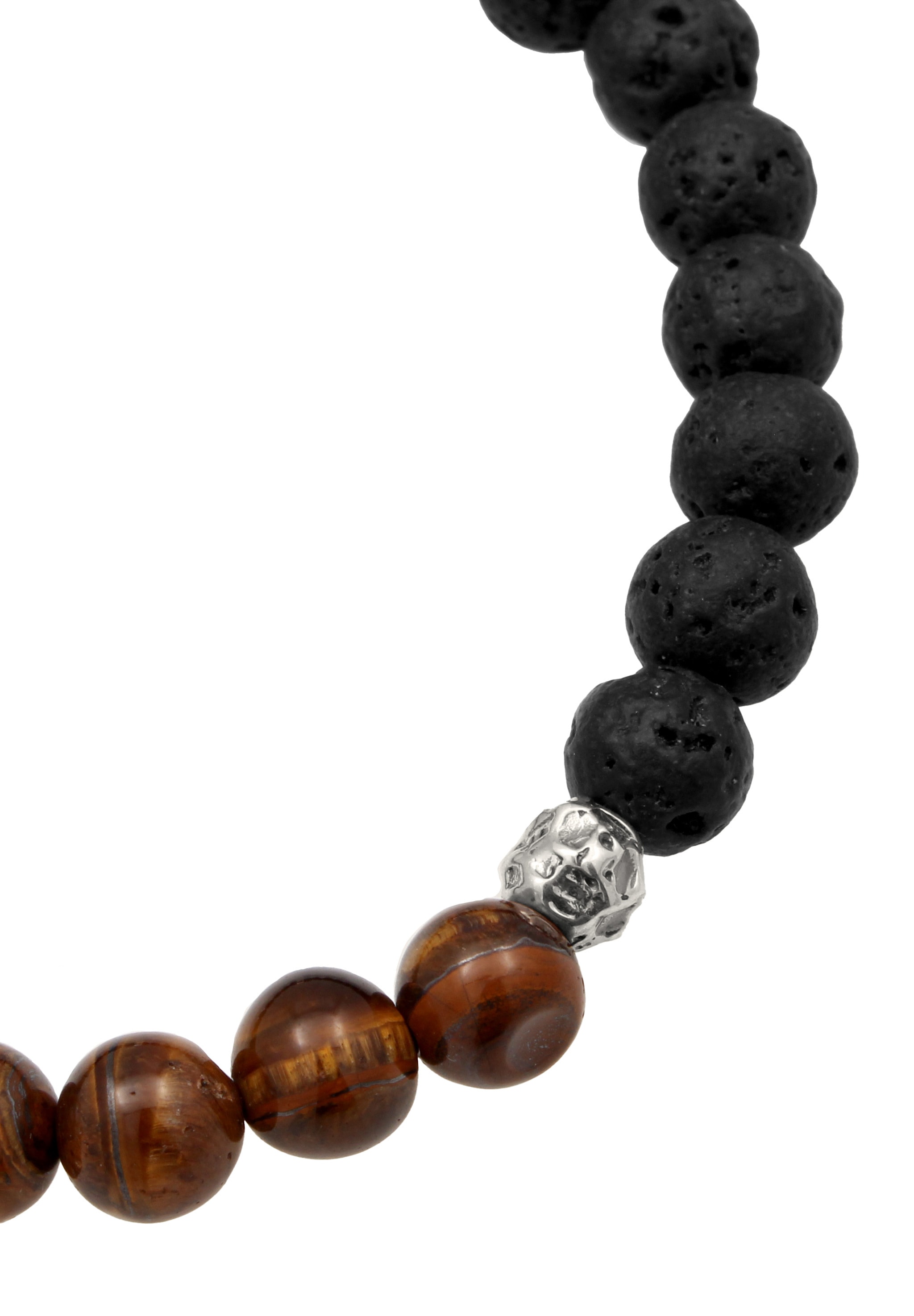 Kuzzoi Armkette »Armband Edelstein Lava Tigerauge Braun 925 Sterling Silber«