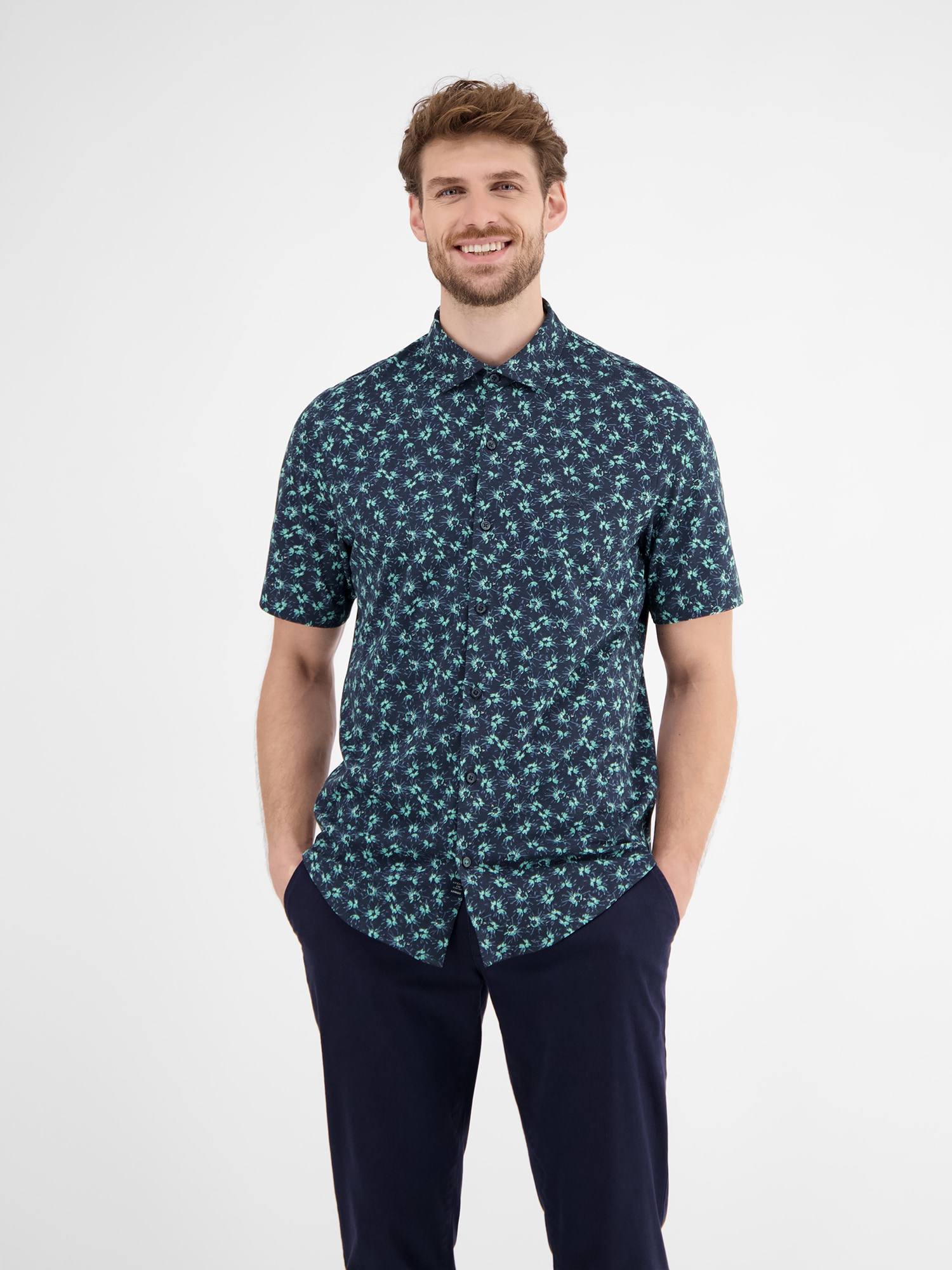 LERROS Kurzarmhemd »Herren Jerseyhemd, floral gemustert«