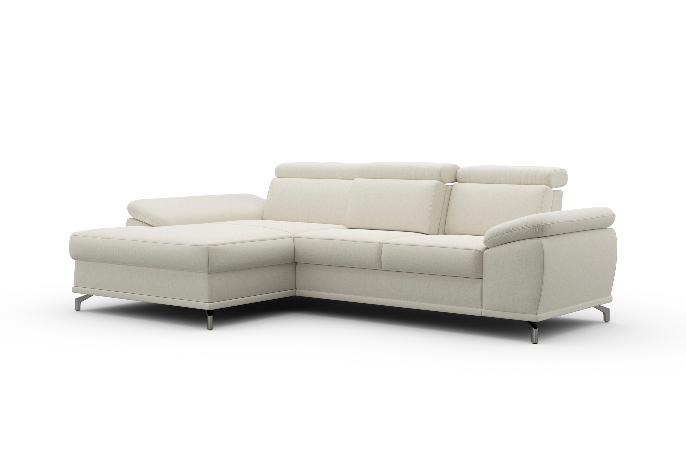 sit&more Ecksofa »Cabrio L-Form, B: 295 cm, mit Sitztiefen-, Arm- & Kopfteilverstellung«, 2 Nierenkissen, Federkern, optional Bettfunktion und Stauraum