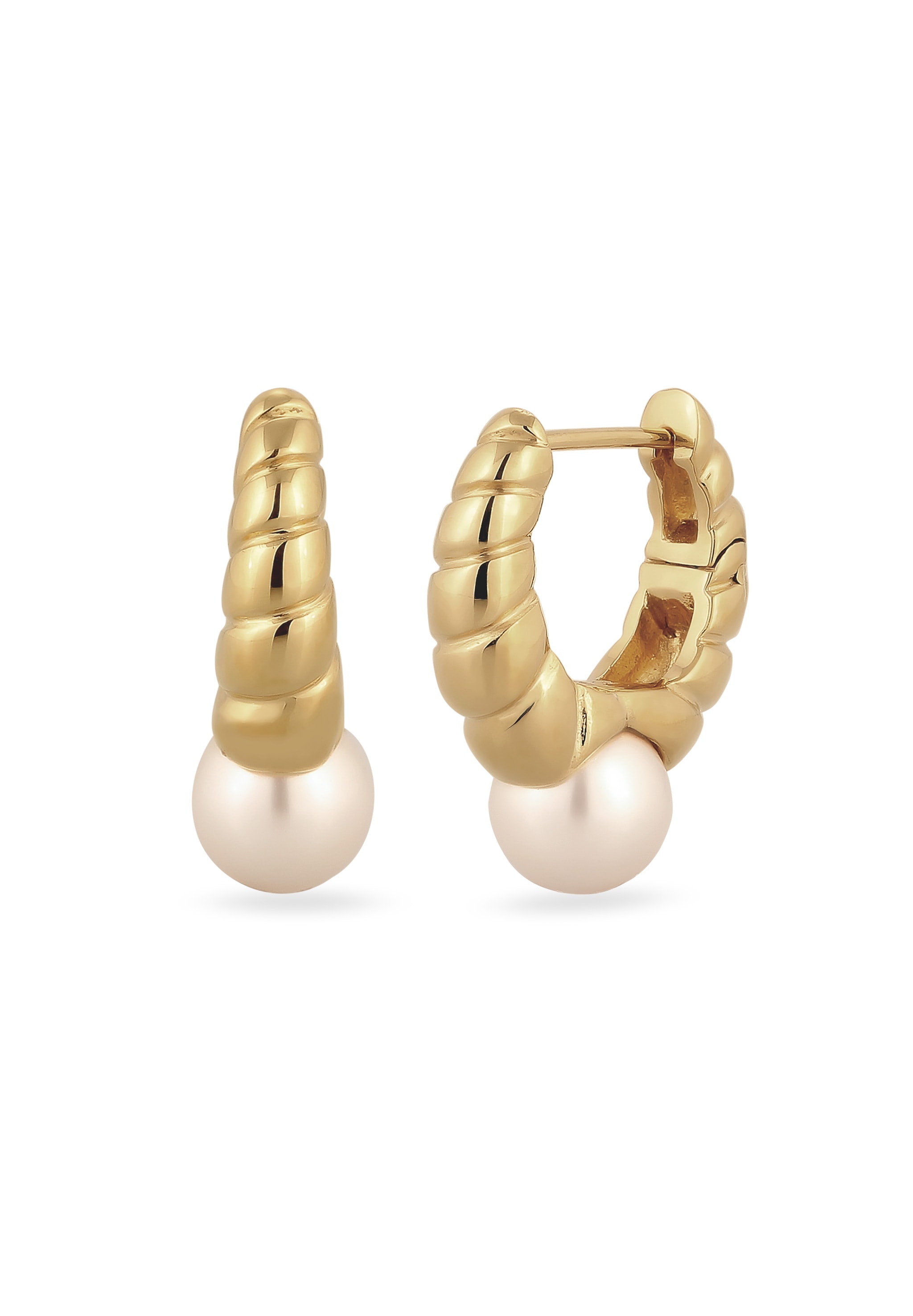 Elli Paar Creolen »Ohrringe Creolen Weiß 925 Sterling Silber vergoldet, mit Perlen von Swarovski®«