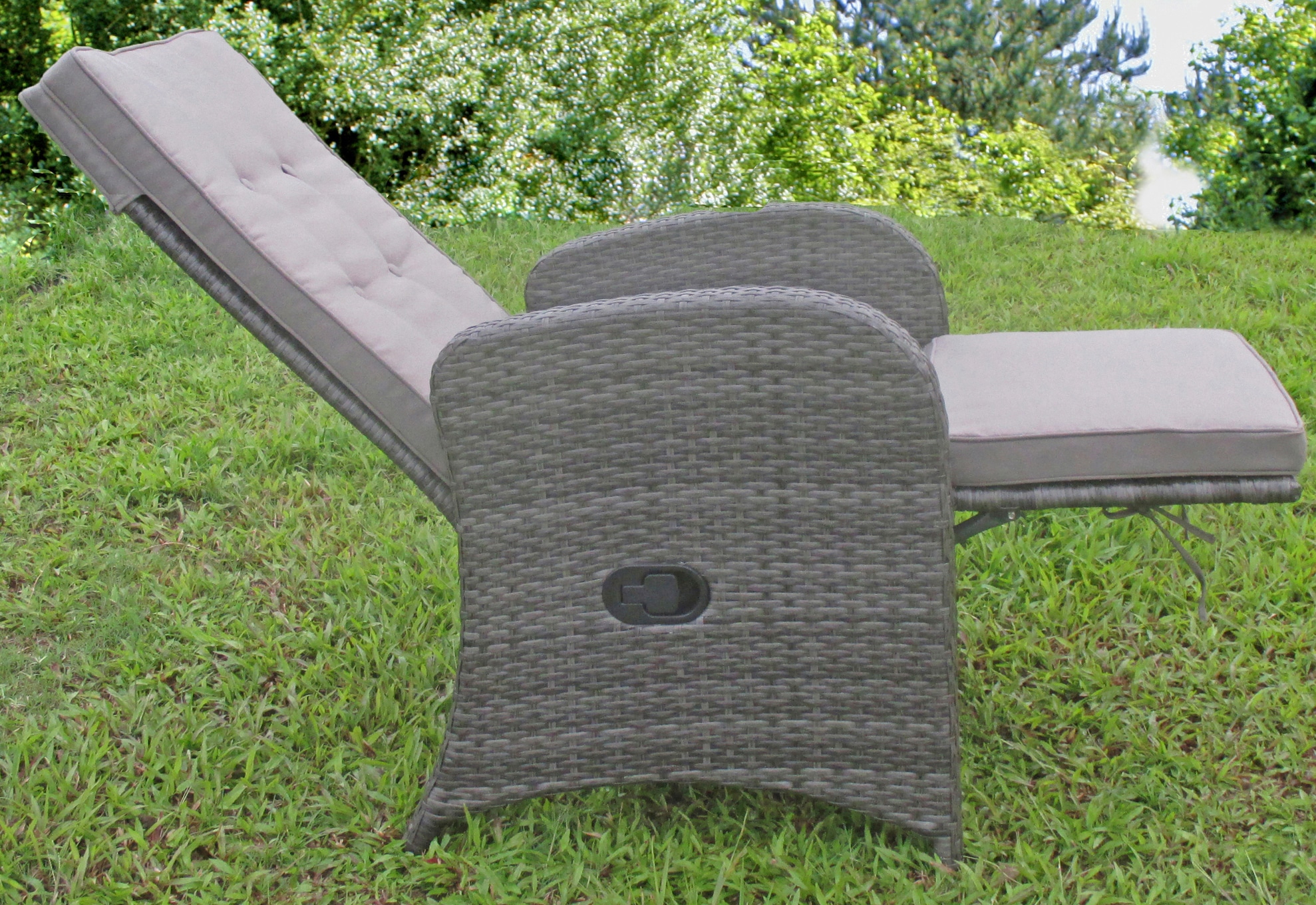 Garden Pleasure Loungesessel »SALERNO«, (Set, 2 St.), Polyrattan, verstellbar, inkl. Auflagen, grau