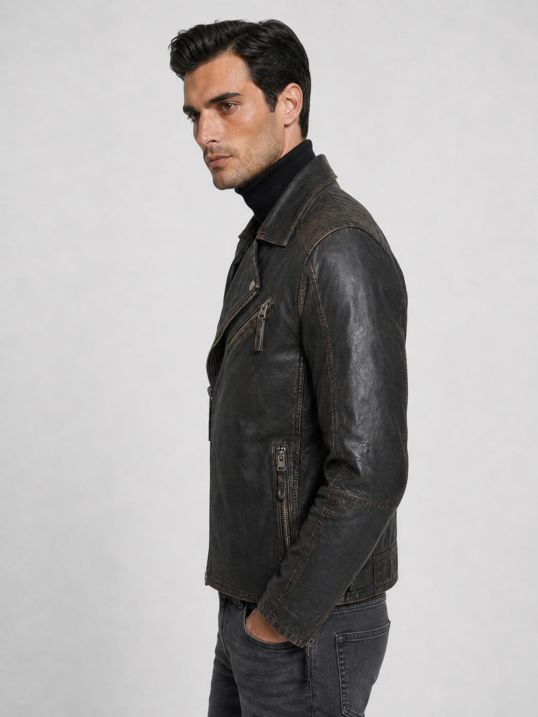 RICANO Bikerjacke »Lederjacke Matteo« ohne Kapuze Handgefertigt aus echtem Leder