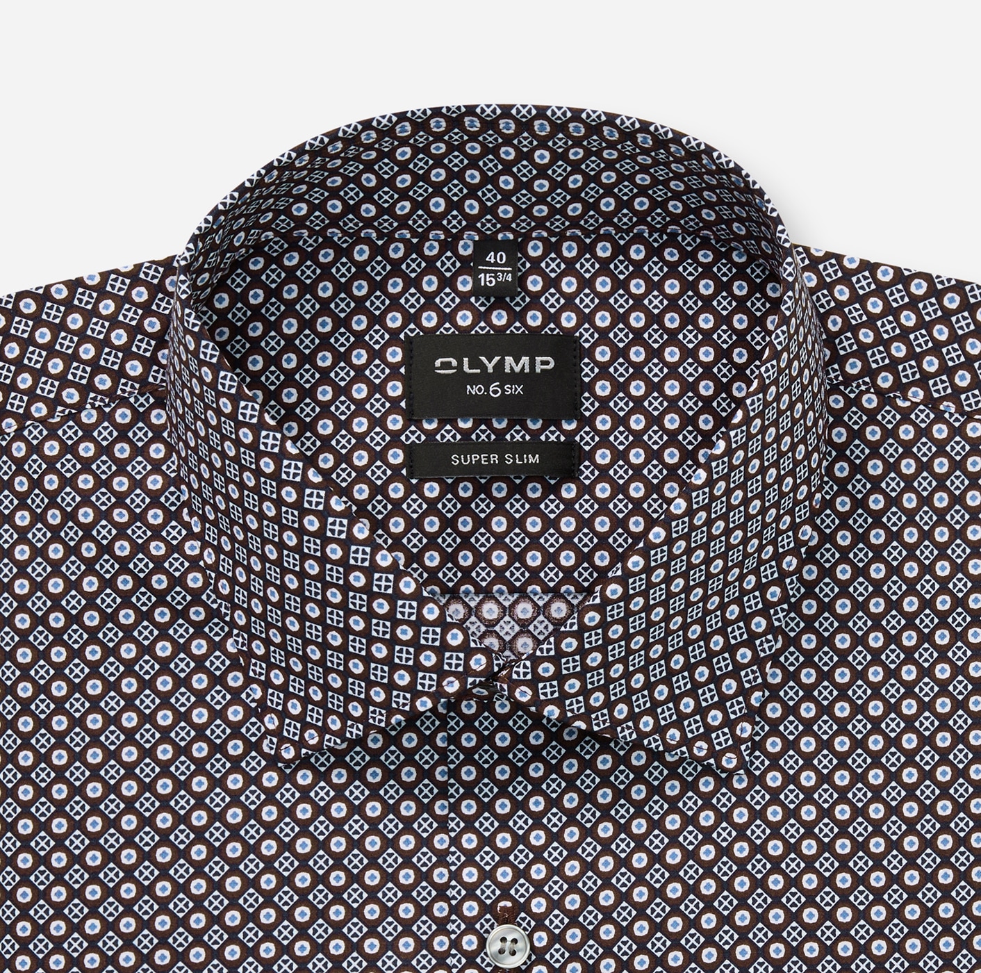 OLYMP Langarmhemd »No 6 six« super slim, gemustert, Businesshemd, Modern Kentkragen