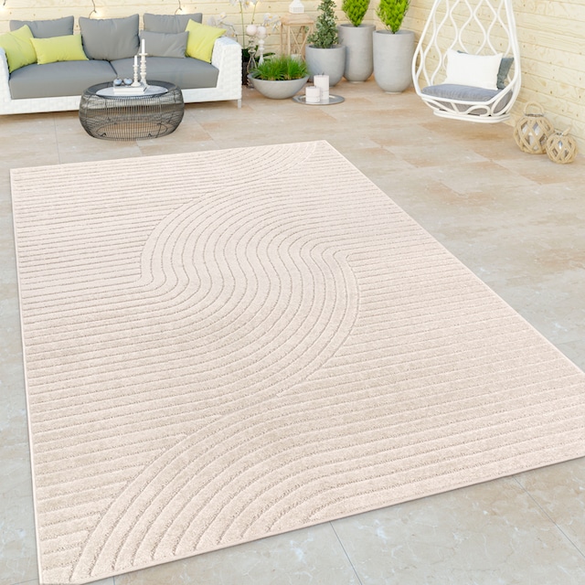 Paco Home Teppich »Cotton 233«, rechteckig, Kurzflor, Uni Farben,  Hoch-Tief-Effekt, Scandi-Look, Outdoor geeignet kaufen bei OTTO