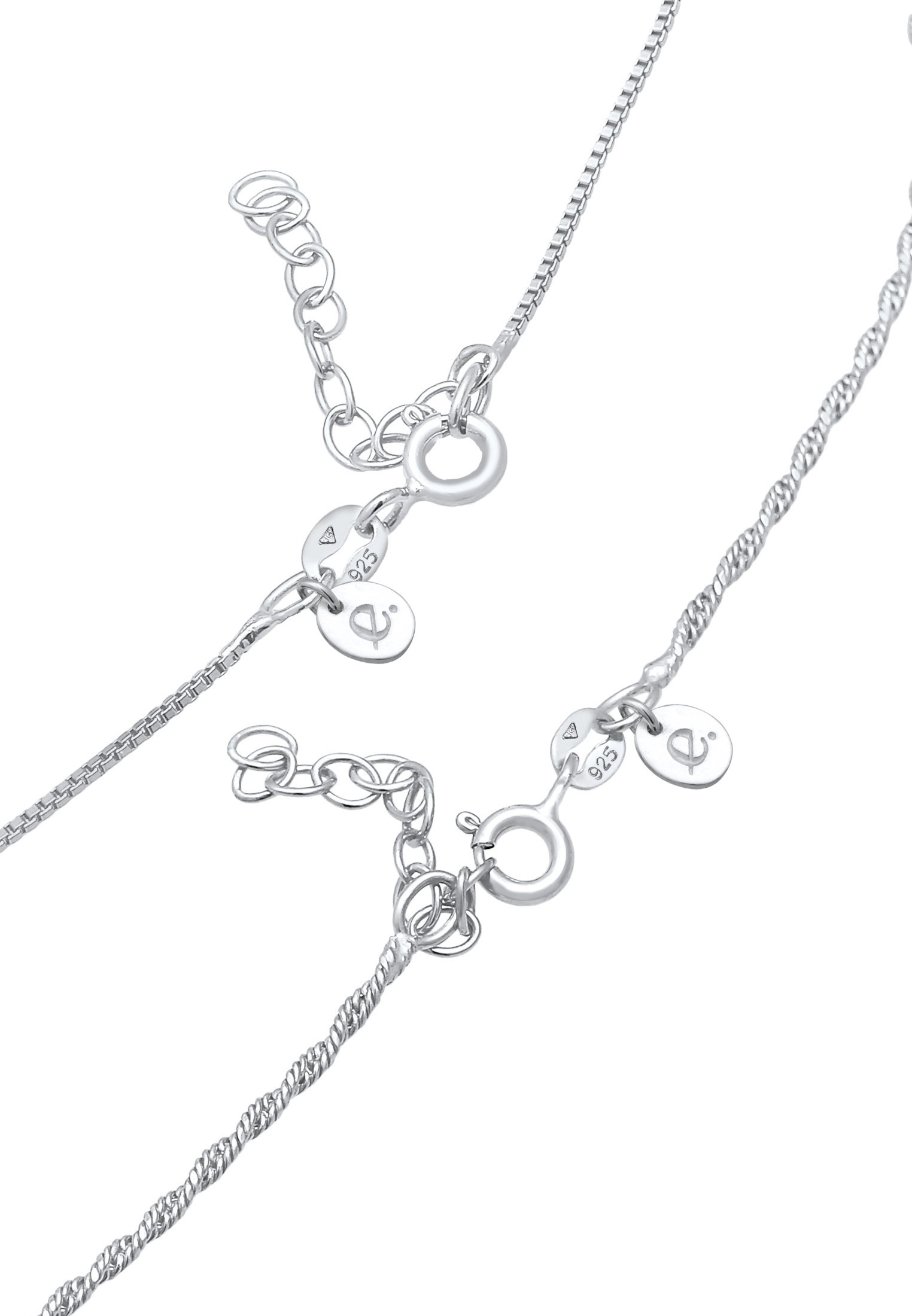 Elli Premium Ketten-Set »Halskette Choker Kordelkette Veneziakette (2 tlg) 925 Silber«