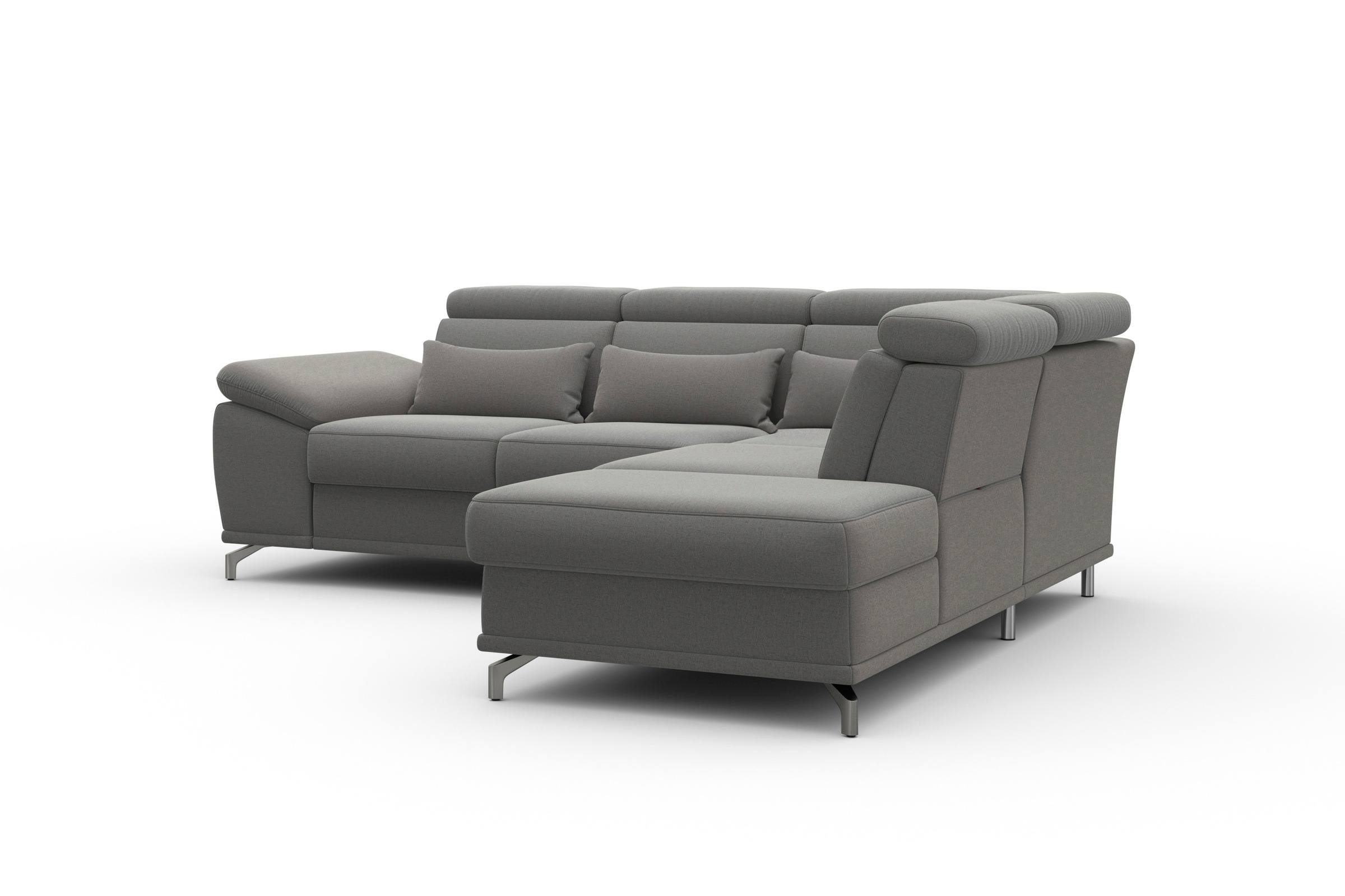 sit&more Ecksofa »Cabrio L-Form, mit Sitztiefenverstellung, Arm- und Kopfteilverstellung«, 3 Nierenkissen, Federkern, optional Bettfunktion und Stauraum