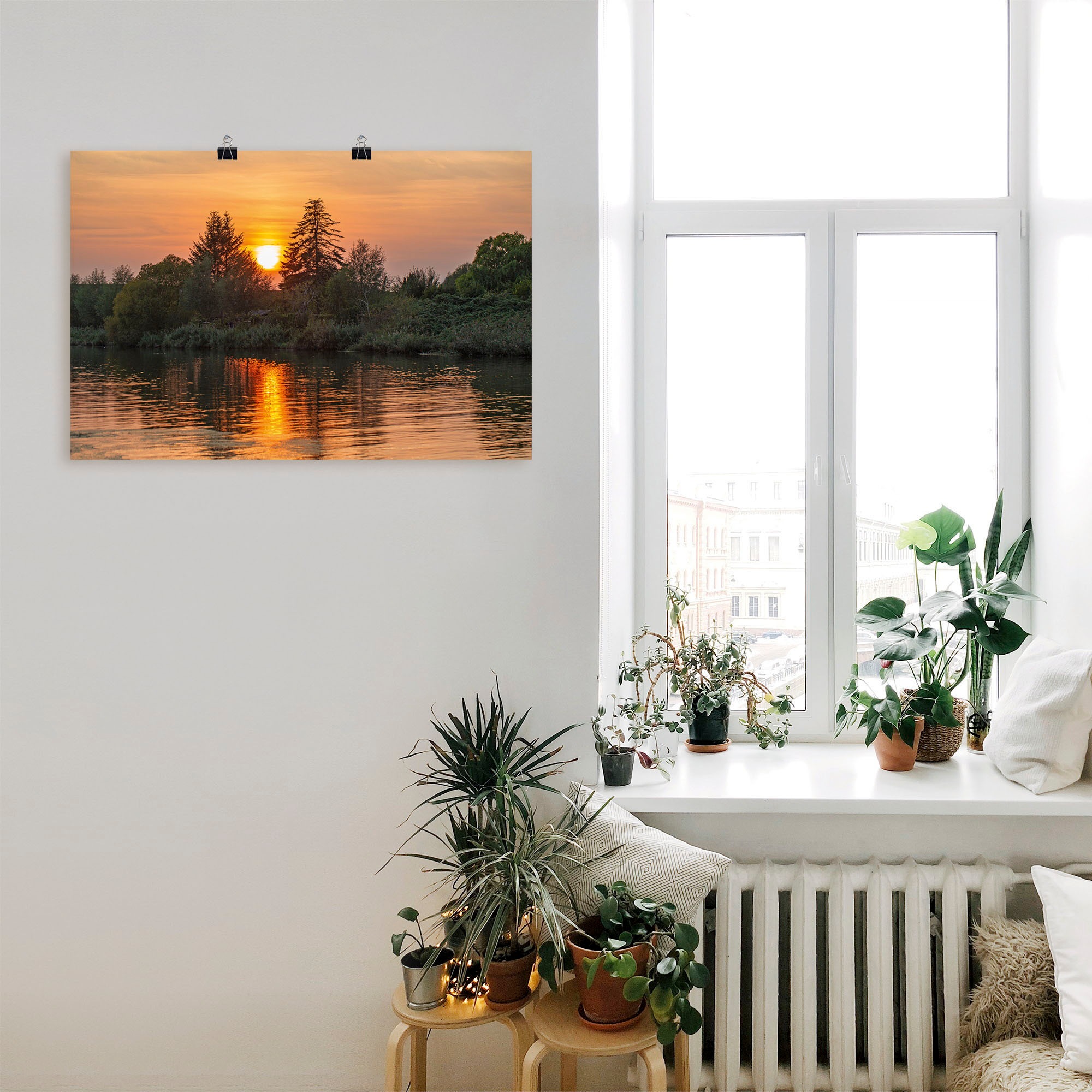 Artland Wandbild »Abendidylle Geniner Ufer Lübeck«, Bilder vom Sonnenuntergang & -aufgang (1 Stück), in vielen Größen & Produktarten - Alubild/Outdoorbild, Leinwandbild, Poster, Wandaufkleber/Wandtattoo auch für Badezimmer geeignet