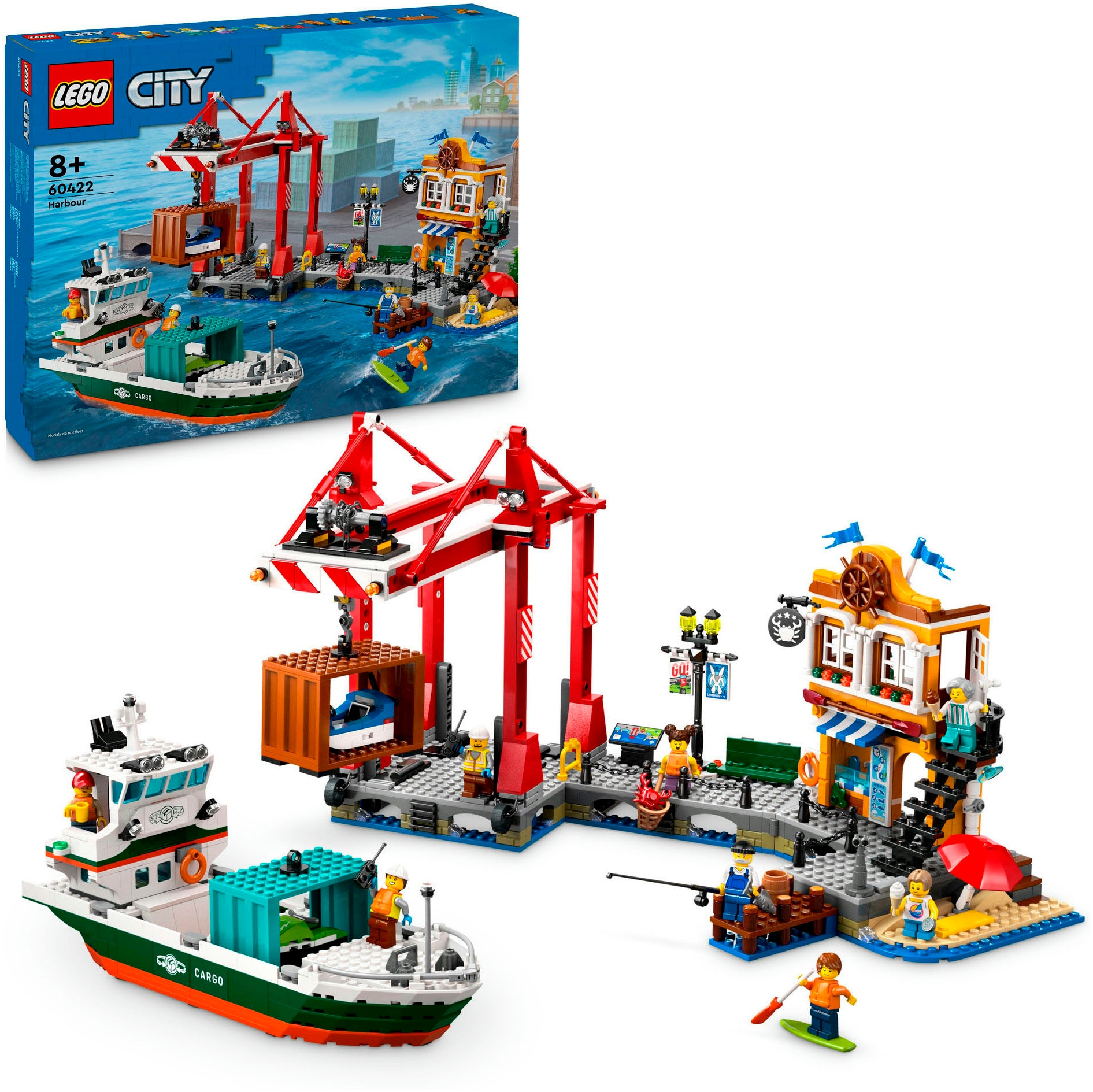 LEGO® Konstruktionsspielsteine »Hafen mit Frachtschiff (60422), LEGO City«, (1226 St.), Made in Europe