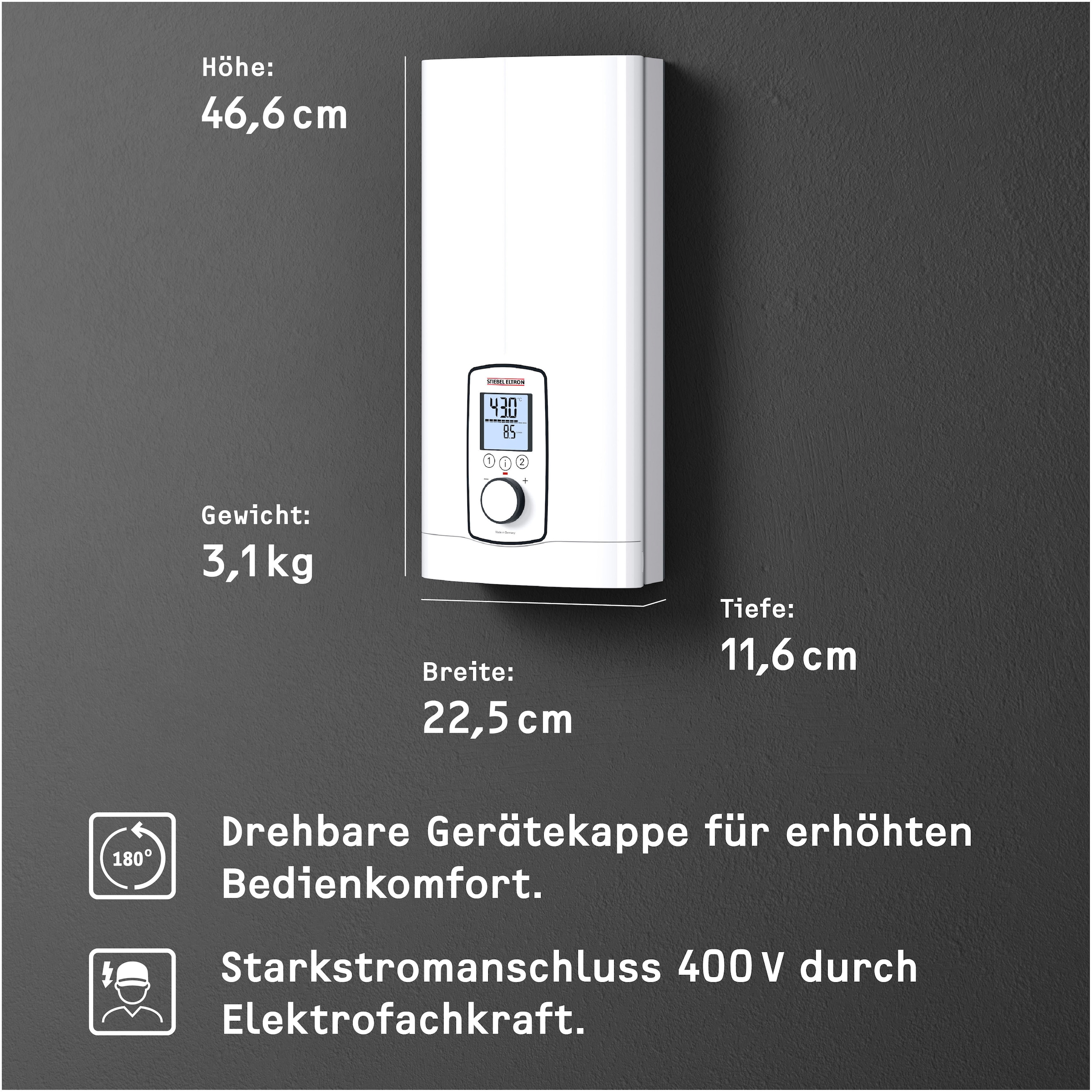 STIEBEL ELTRON Komfort-Durchlauferhitzer »DHE 18/21/24 kW, immer gradgenaue Temperatur«, 4i Technologie für immer konstante Warmwassertemperatur