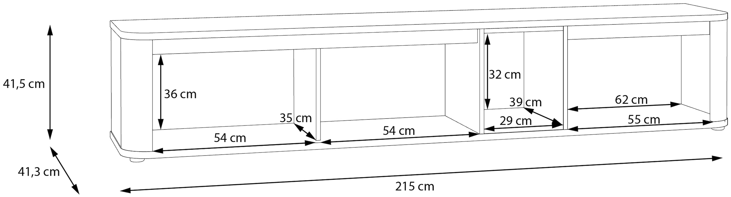 FORTE TV-Board B/H/T 215/41,5/41,3 cm , Stauraum, MDF Front