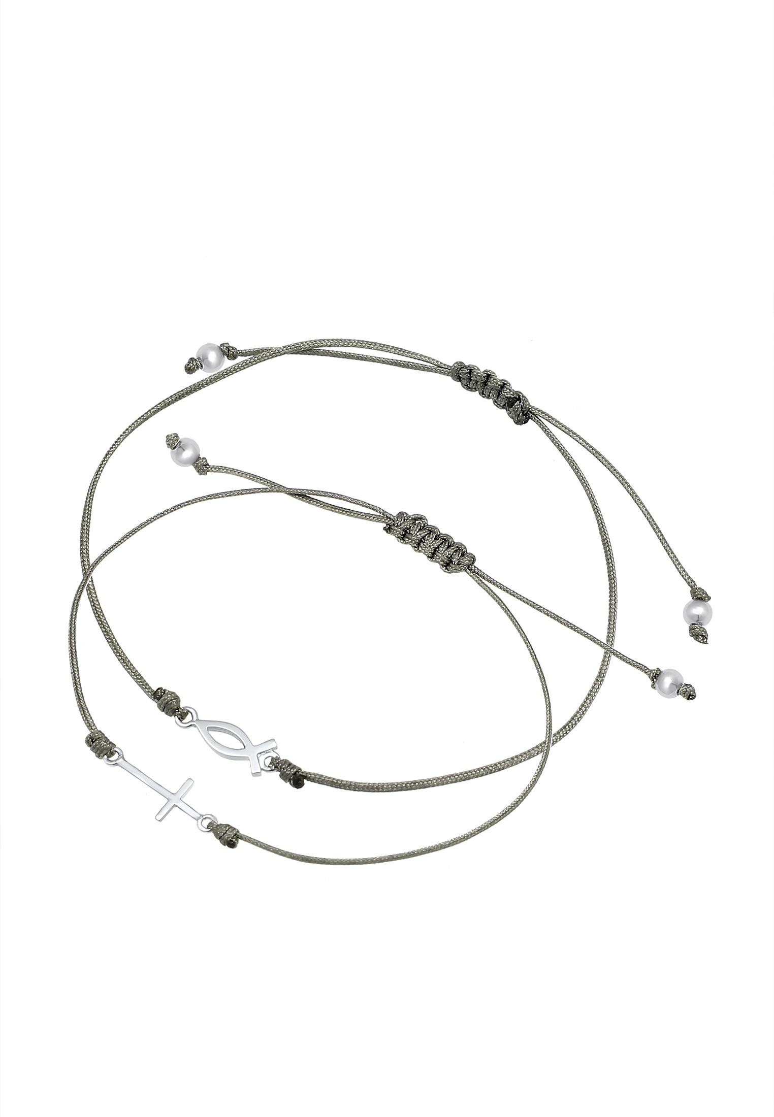 Elli Armketten Set »Armband Kreuz Fisch Kommunion Nylon (2 tlg) 925 Silber«