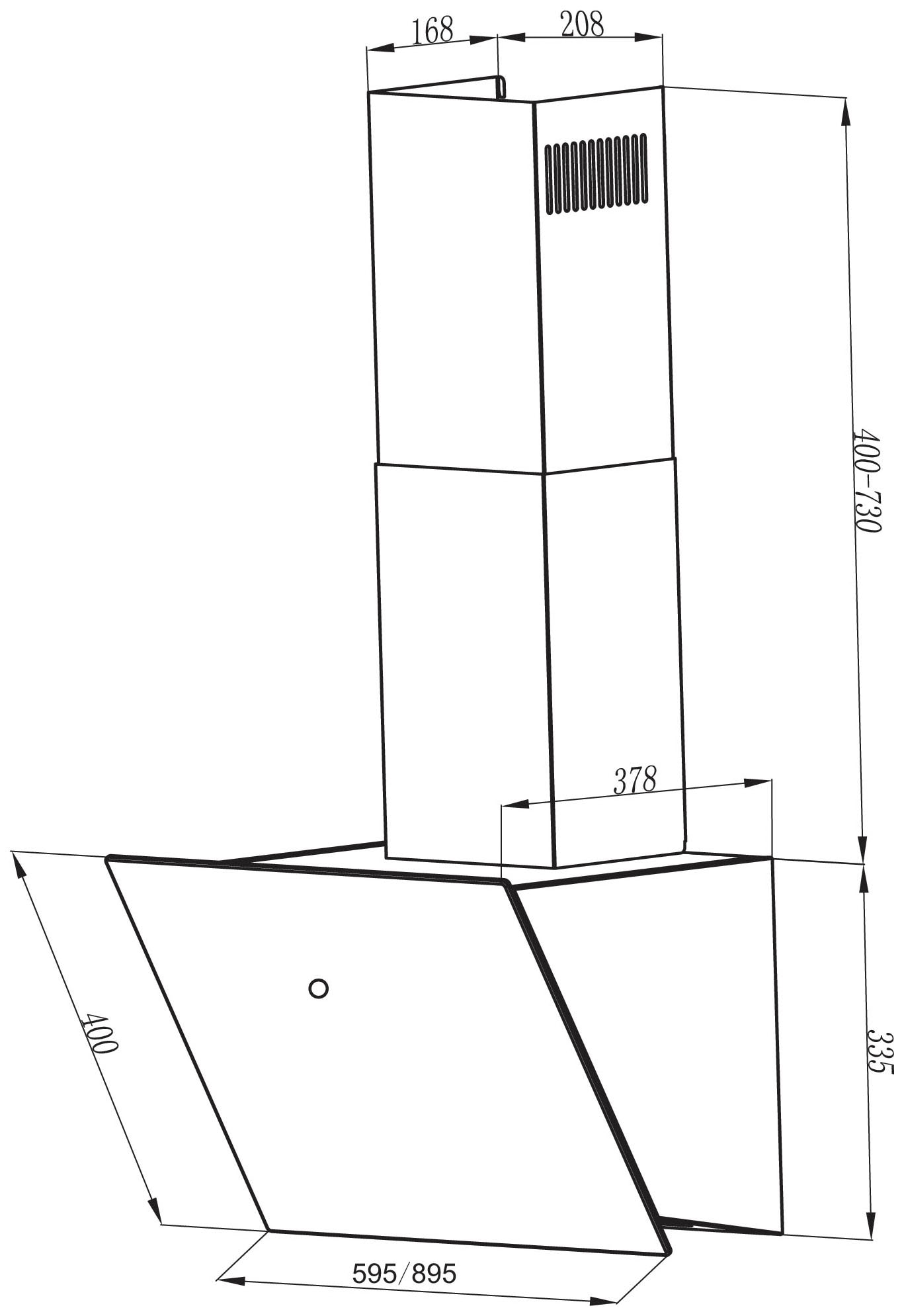 RESPEKTA Kopffreihaube »PLASMASET88090«, 90 cm, 9 Leistungsstufen, LED-Beleuchtung, inklusive Plasmafilter