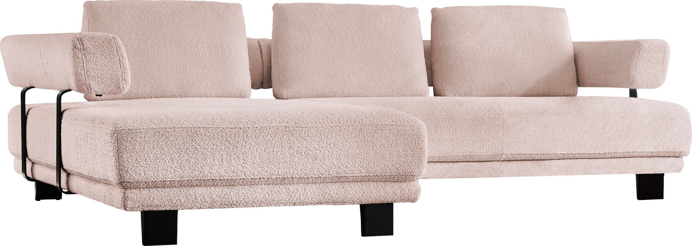 HUKLA Ecksofa »HU-HP18064 L-Form«, (Set), Optional mit motorischer Vorziehbank, stylische Reling