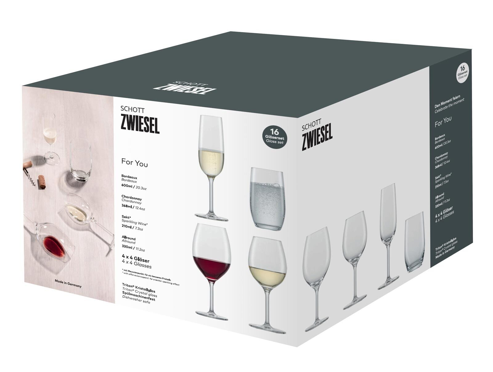 SCHOTT-ZWIESEL Gläser-Set »Gläser-Set For You 16er Set transparent« Spülmaschinengeeignet