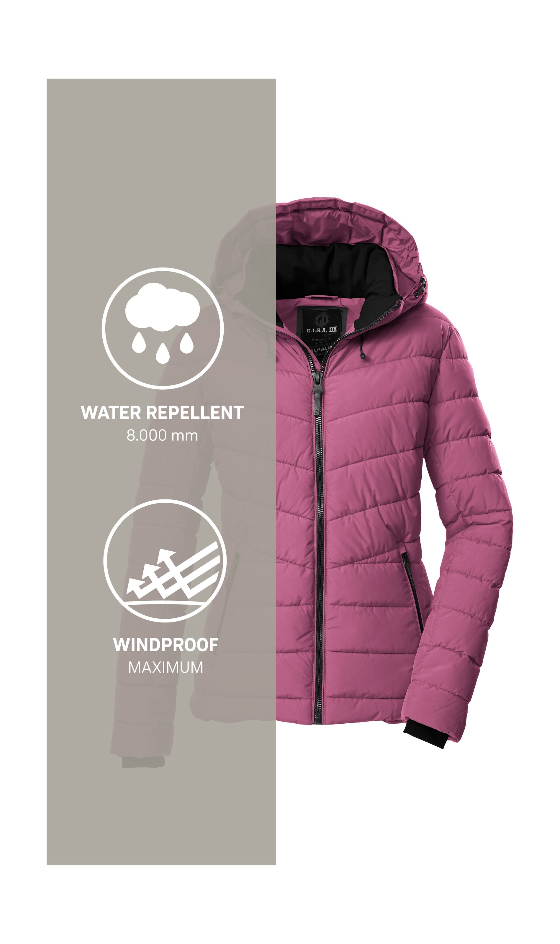 G.I.G.A. DX by killtec Steppjacke »GW 32 WMN QLTD JCKT«, Elegante Damenjacke, wasserabweisend, atmungsaktiv, abnehmbare Kapuze