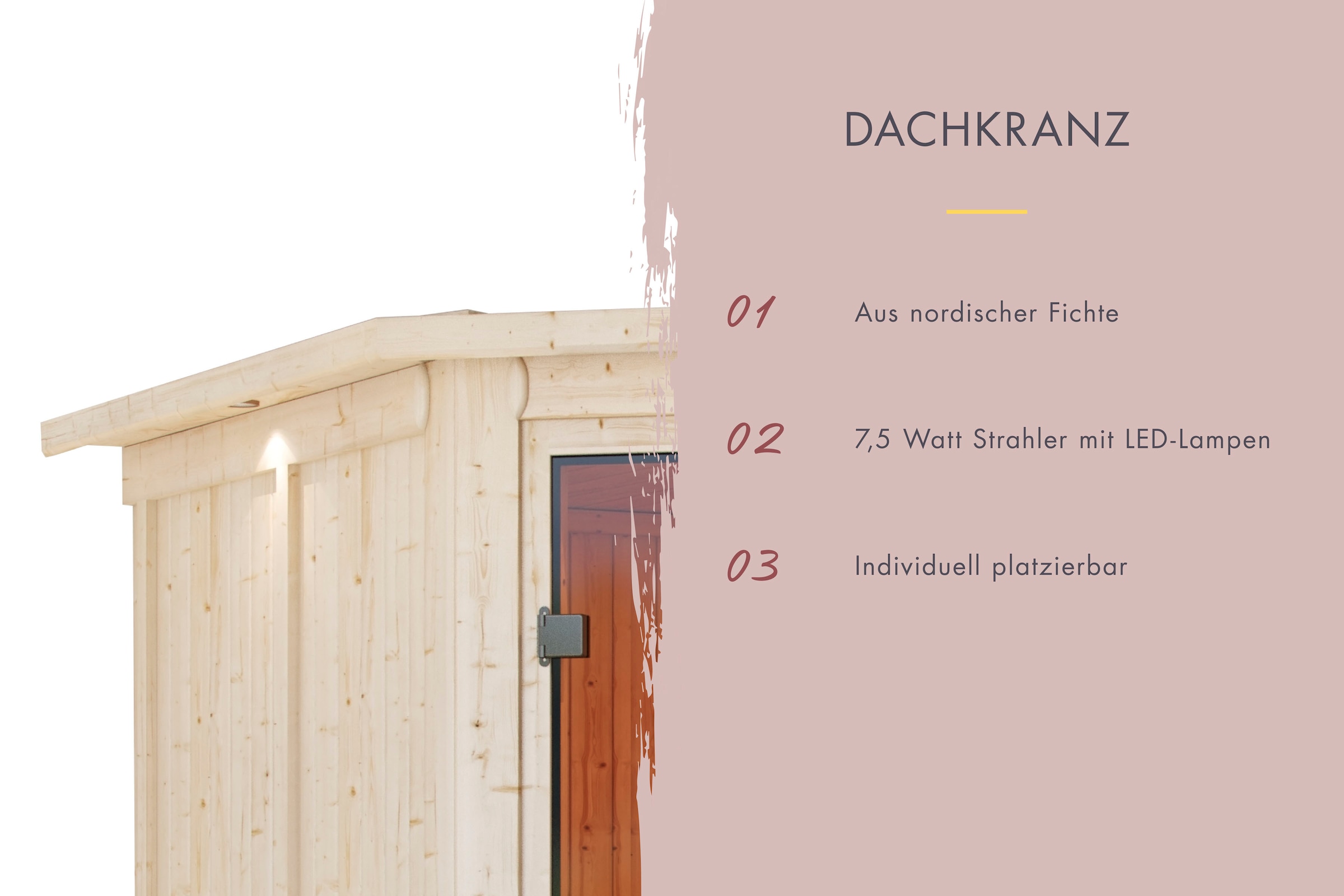Karibu Sauna »Mia (Fronteinstieg)« Ofen 9 KW externe Strg easy