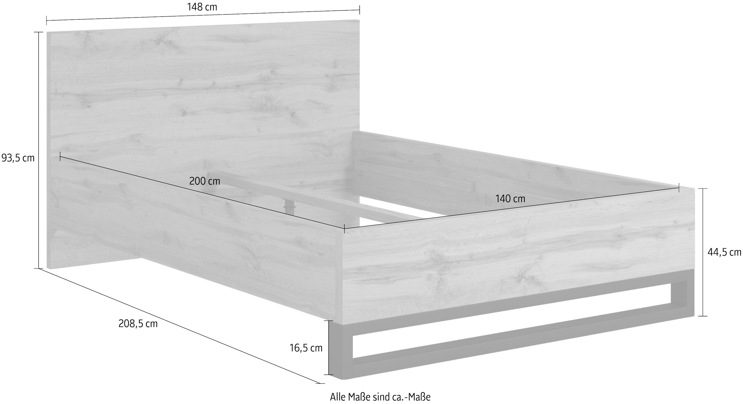 Home affaire Bettgestell »Bronne, Made in Europe«, mit Metallkufe, FSC-zertifiziert, wahlweise in 3 Breiten