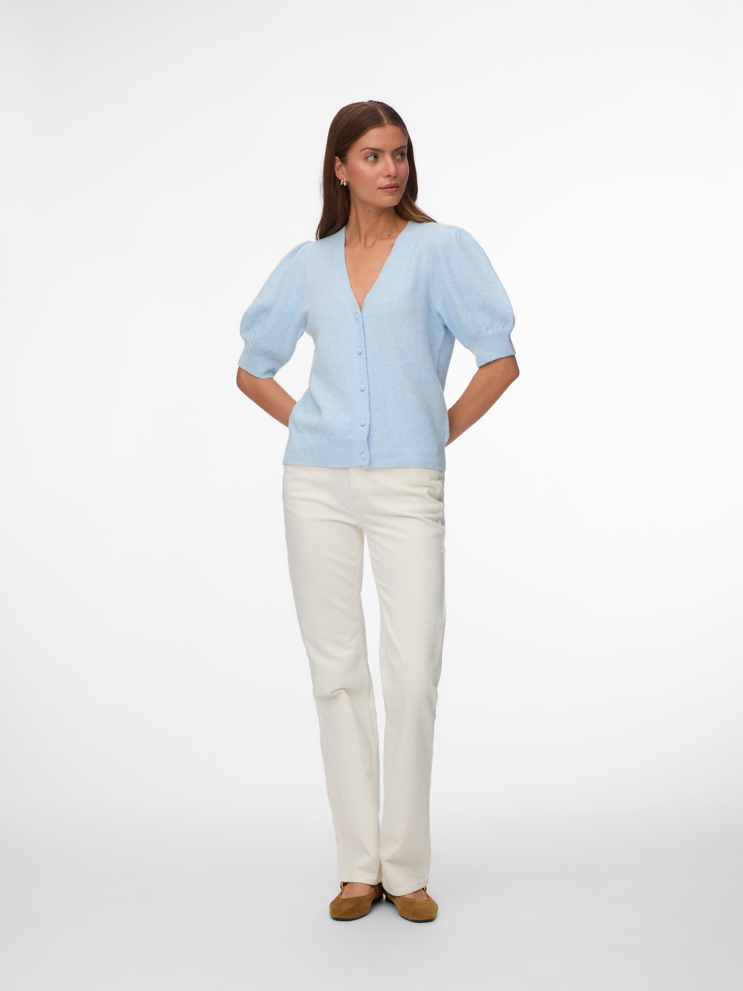 Vero Moda Strickjacke »VMDOFFY 2/4 V-NECK CARDIGAN NOOS« Materialmix