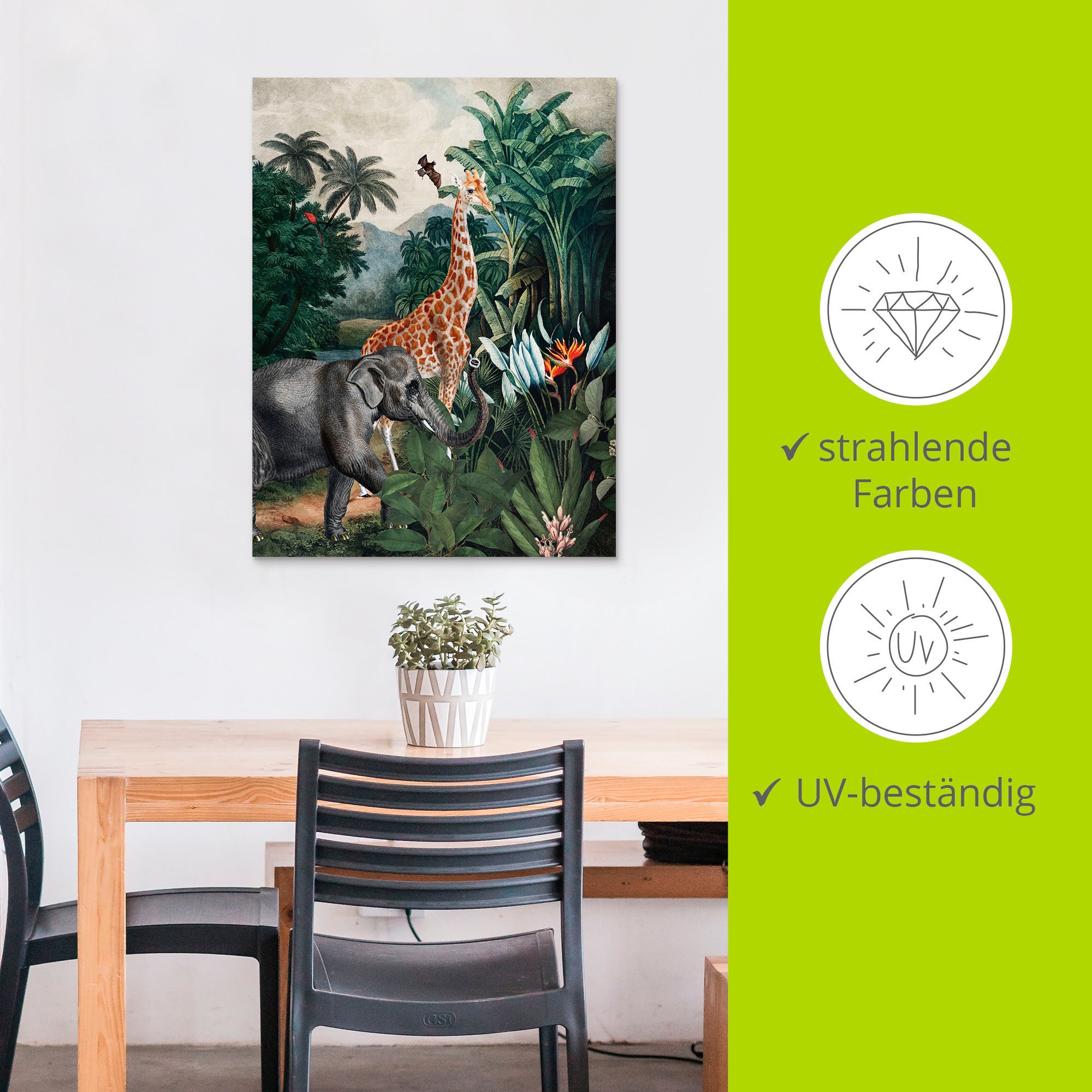 Artland Wandbild »Afrikanischer Dschungel«, Wildtiere, (1 St.), als Alubild, Outdoorbild, Leinwandbild, Poster in verschied. Größen
