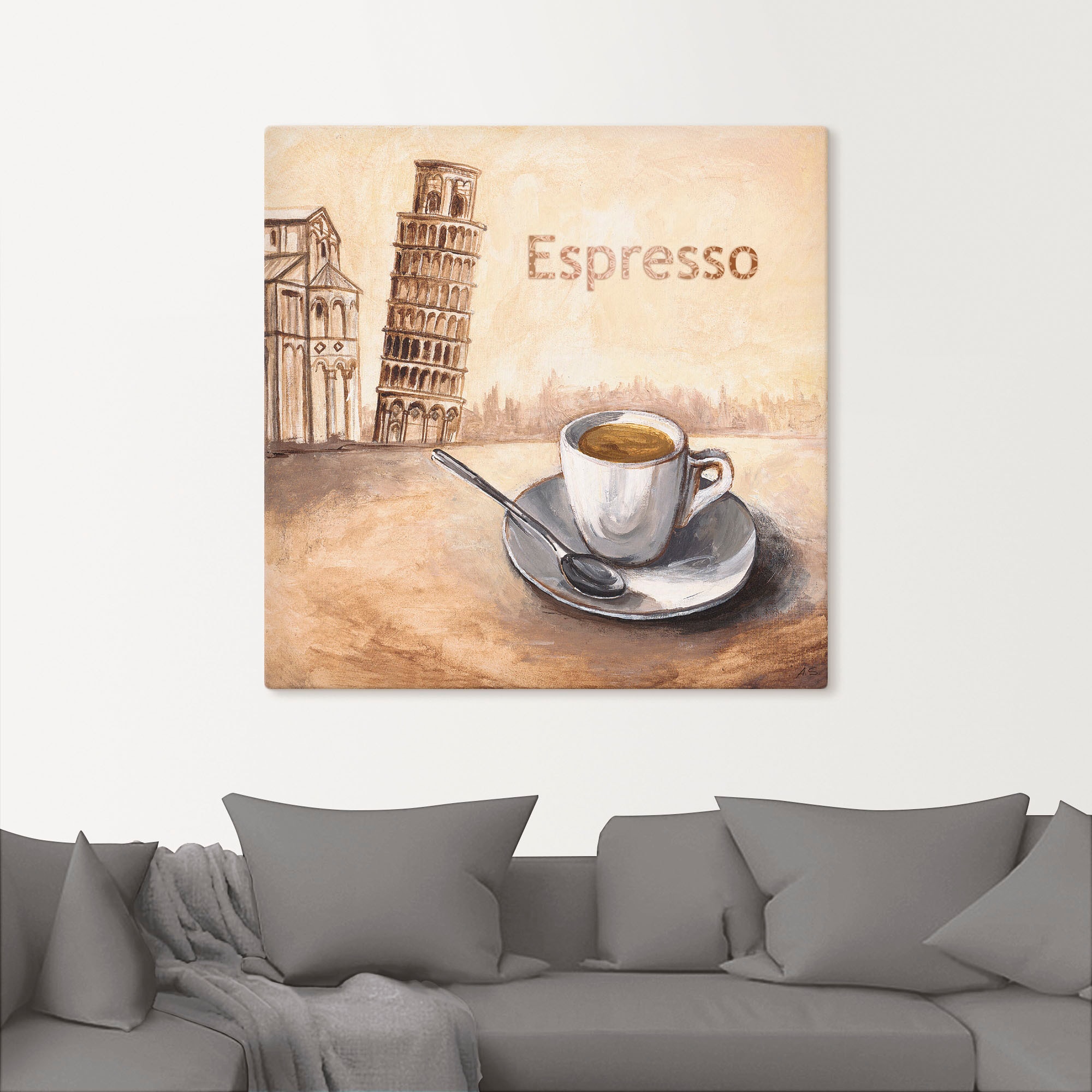 Artland Wandbild »Espresso in Pisa«, Kaffee Bilder, (1 St.), als Leinwandbild, Poster in verschied. Größen