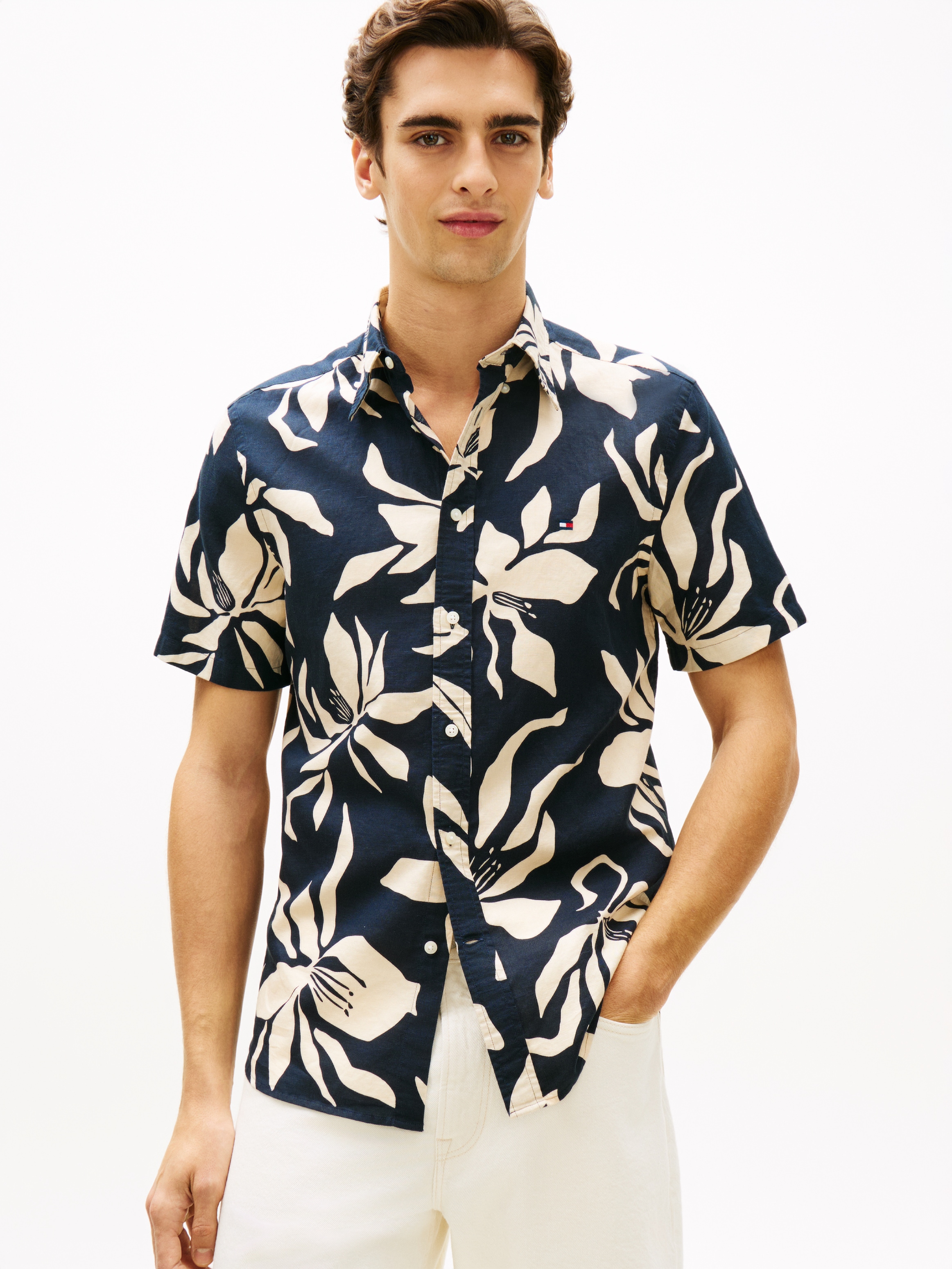 Tommy Hilfiger Kurzarmhemd »LINEN BLEND FLOWER PRINT« aus Leinenmix, regular fit