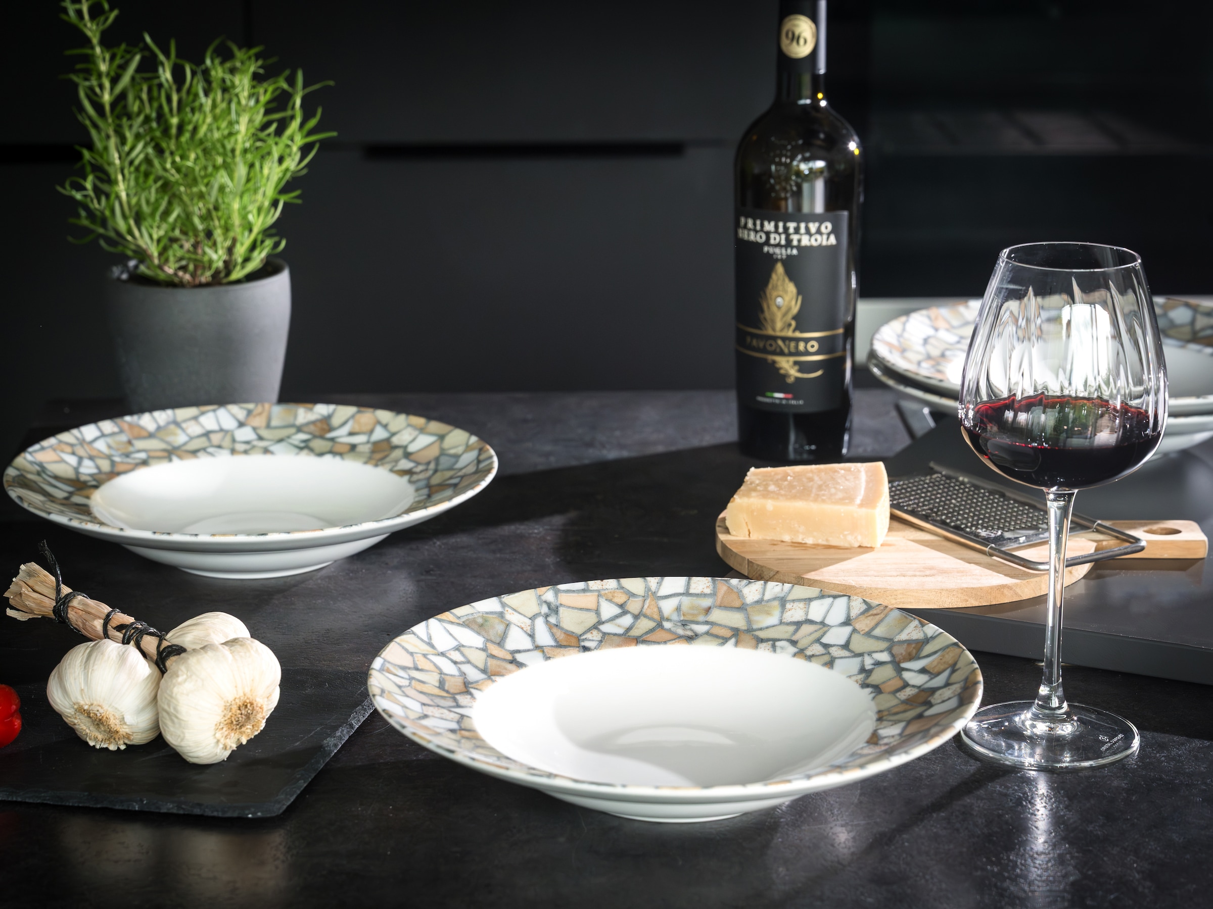 CreaTable Pastateller »Stone Collection Siena, Teller-Set, 4-tlg.« Italienische Eleganz, Vielseitig einsetzbar